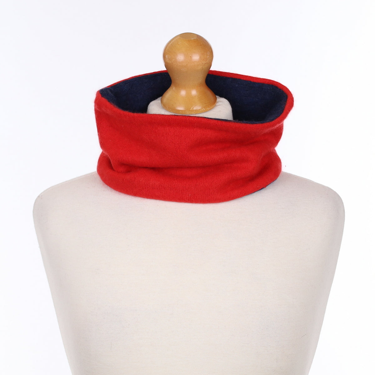 Vermillion Red and Navy Cable Neck Warmer
