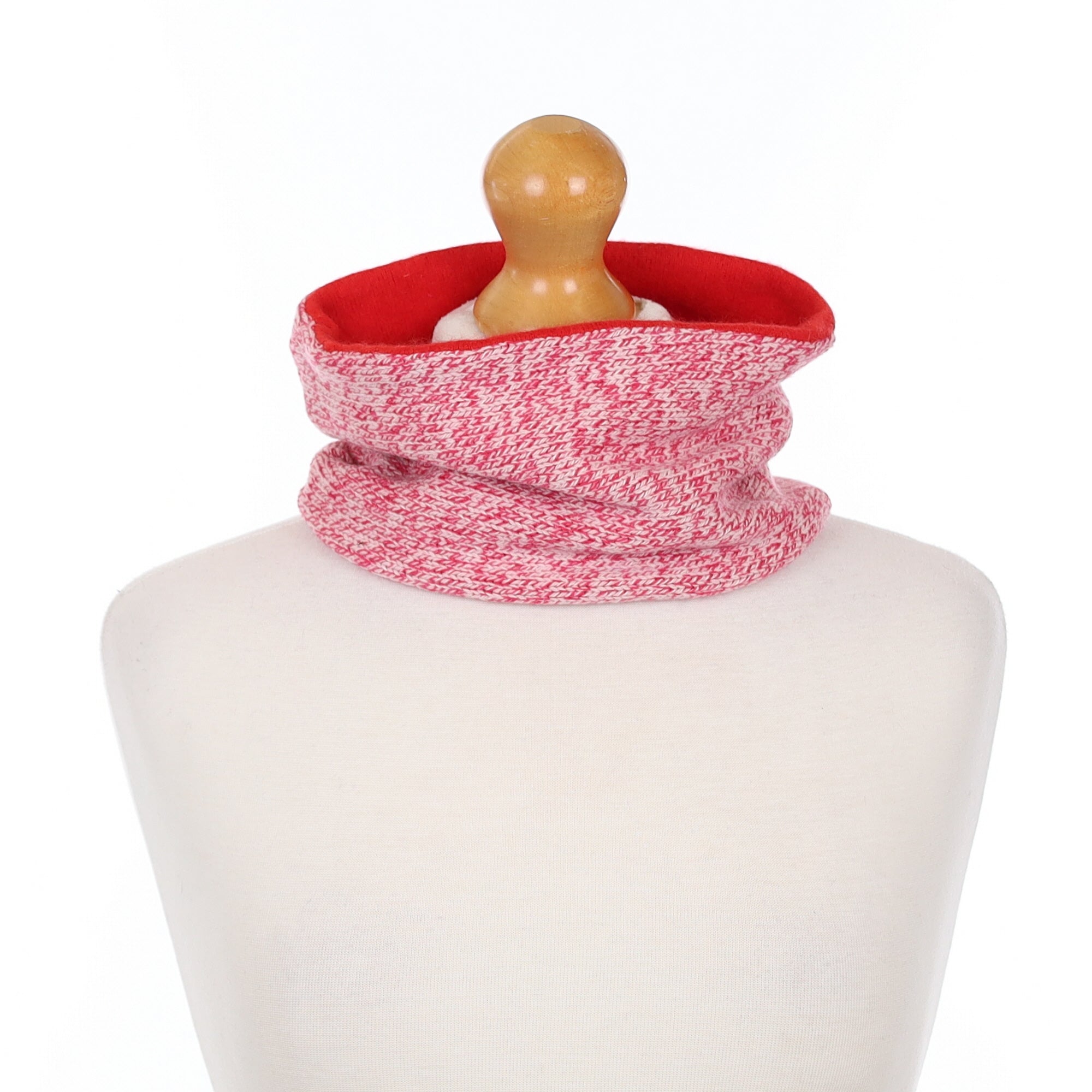 Raspberry Marl and Red Neck Warmer
