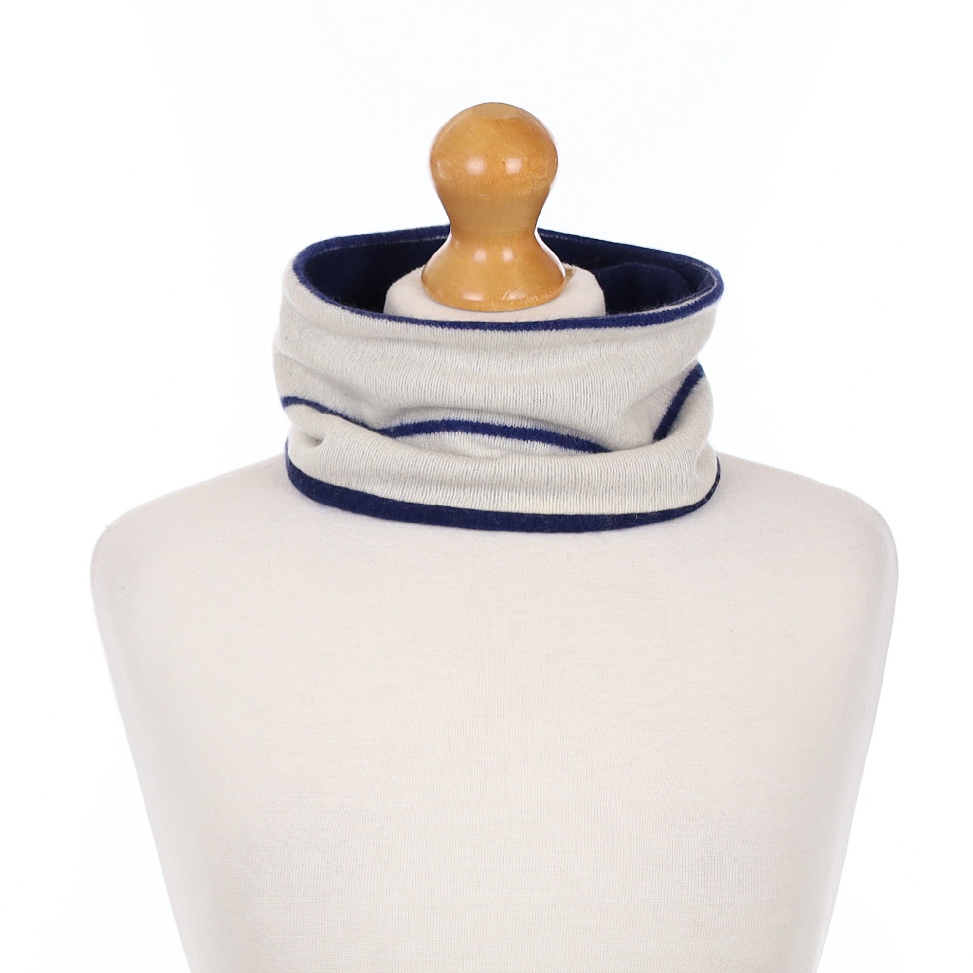 Cream and Navy Blue Neck Warmer