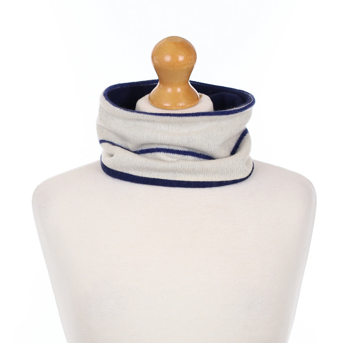 Cream and Navy Blue Neck Warmer