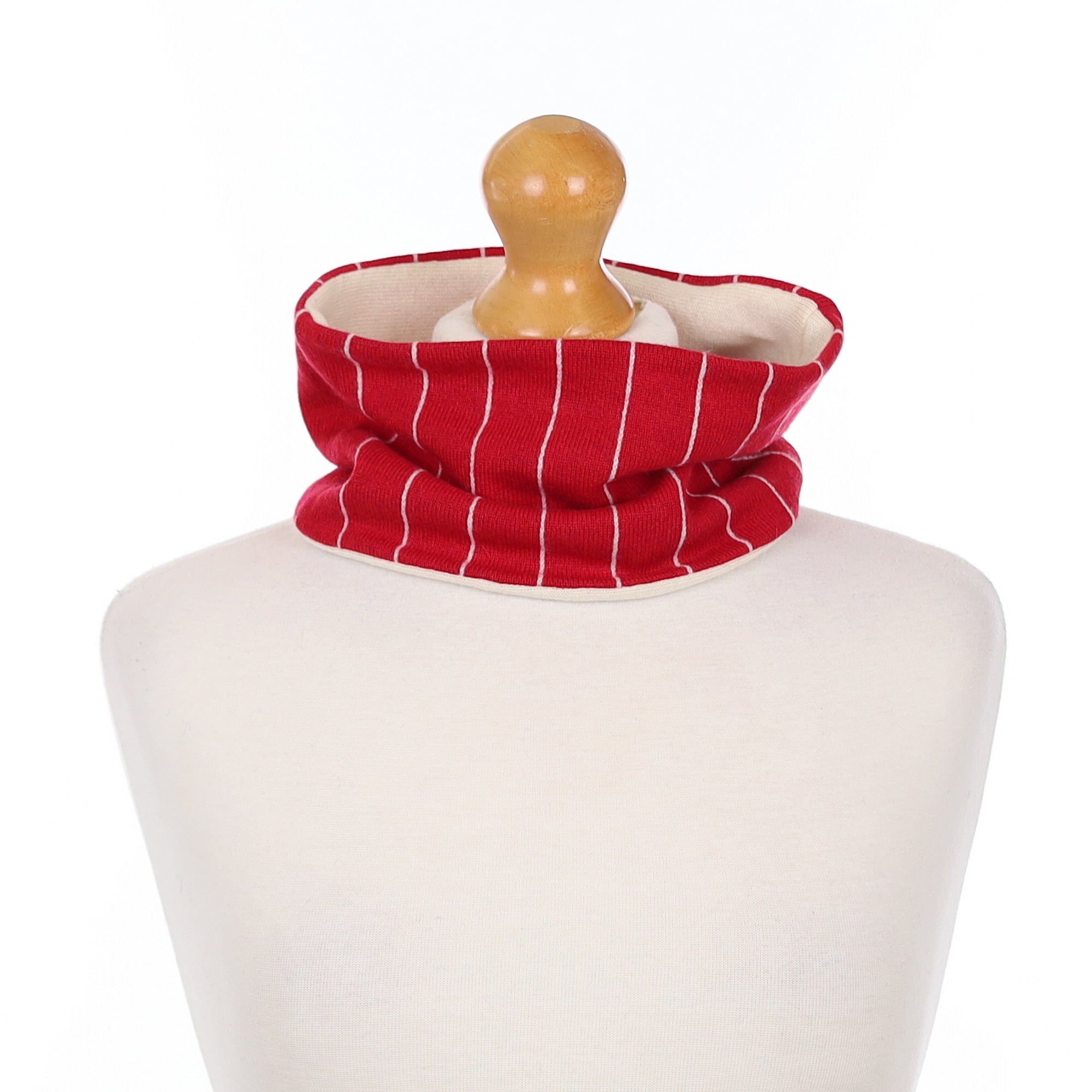 Cherry Red an Ivory Stripe Neck Warmer