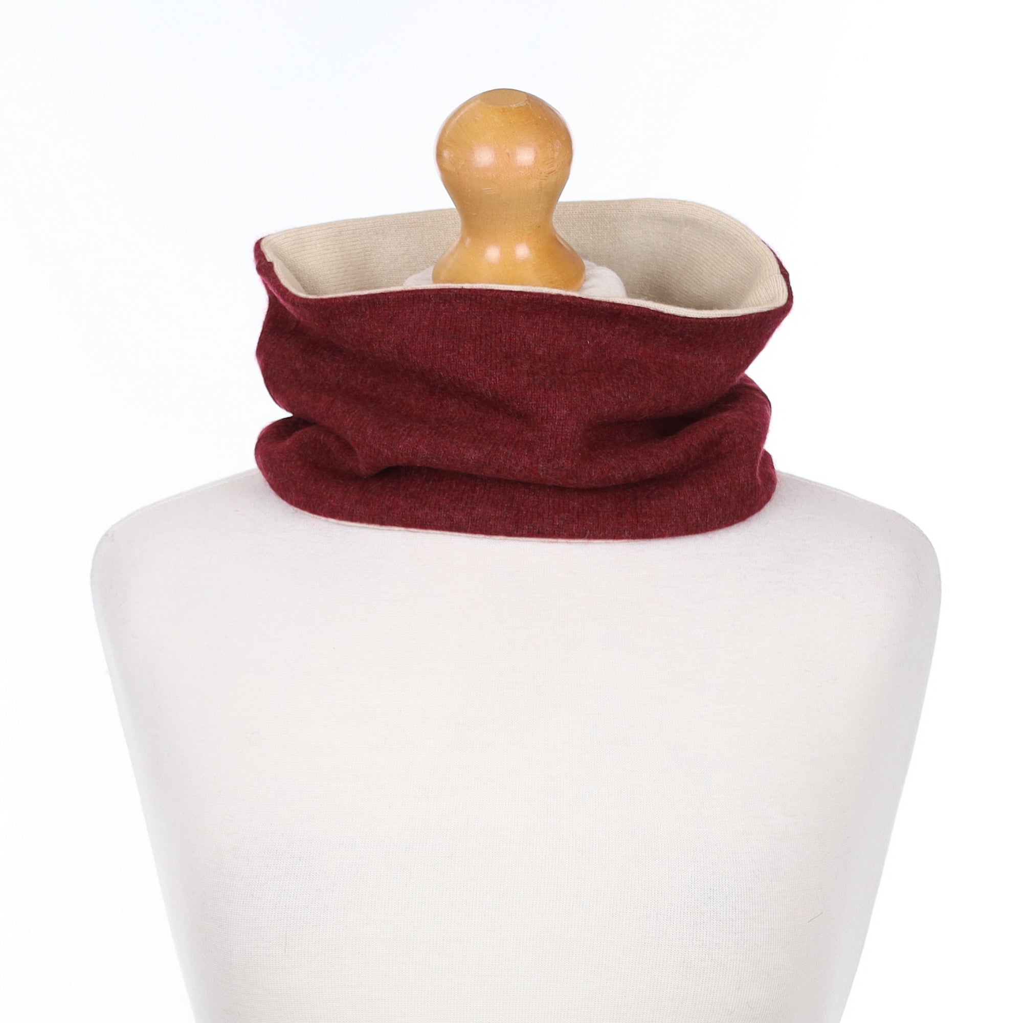 Muted Burgundy and Beige Neck Warmer