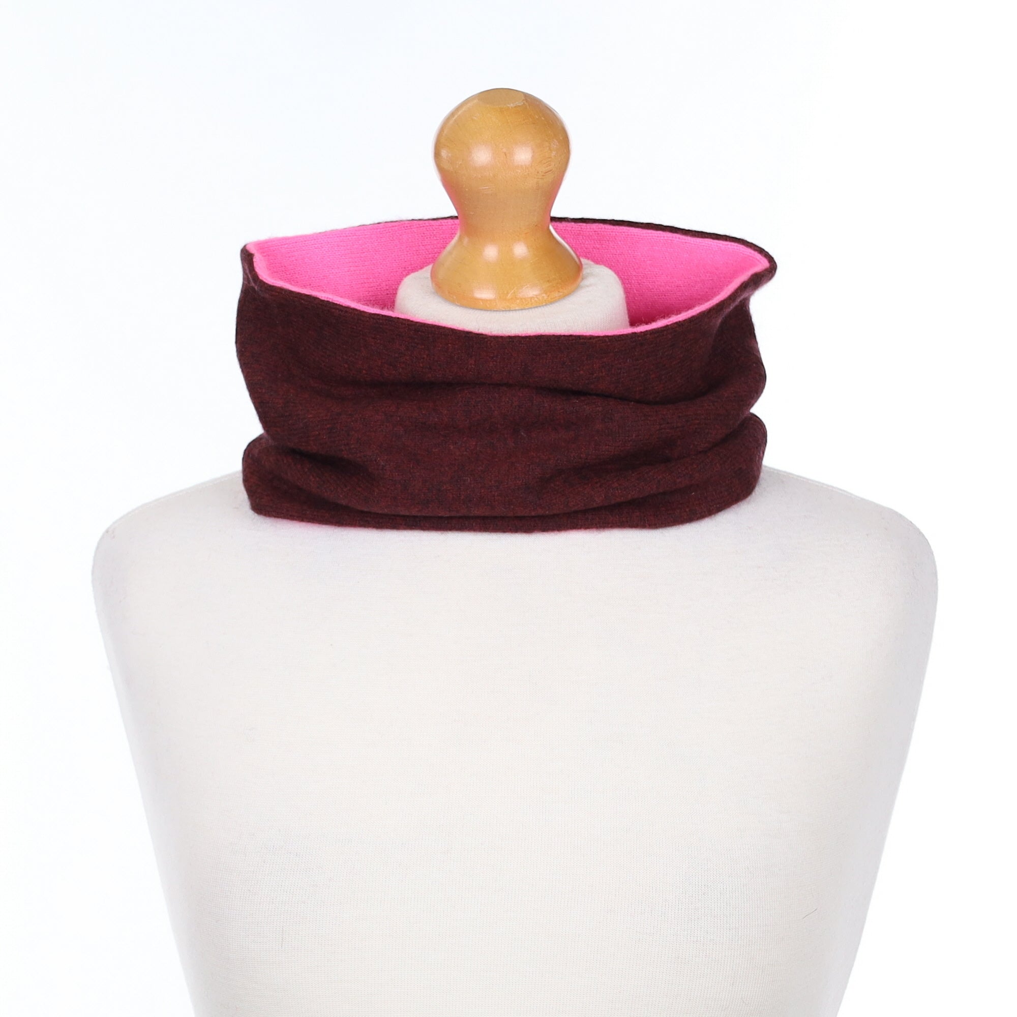 Deep Burgundy and Neon Pink Neck Warmer