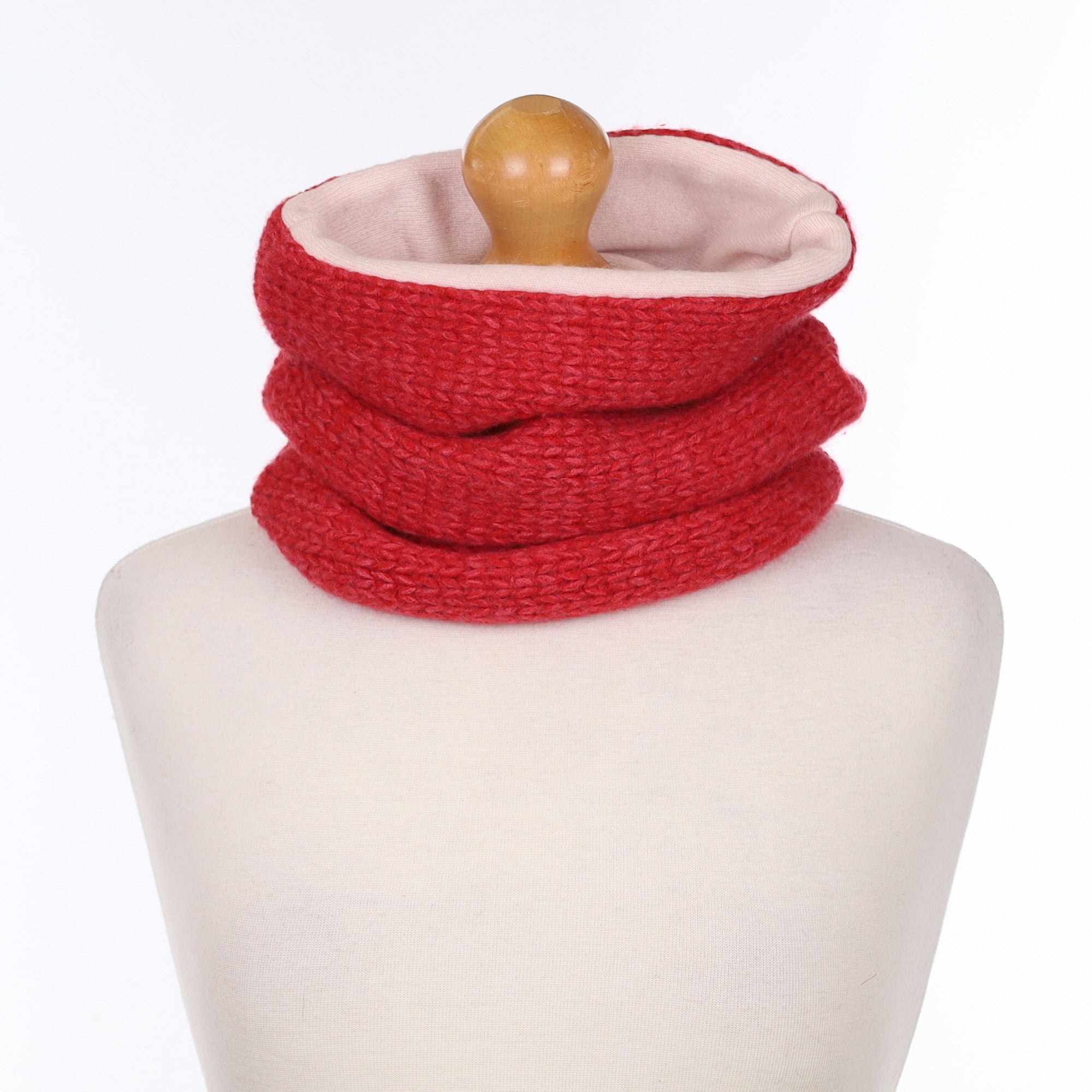 Strawberry Red and Ice Pink Chunky Luxury Double Layered Snood