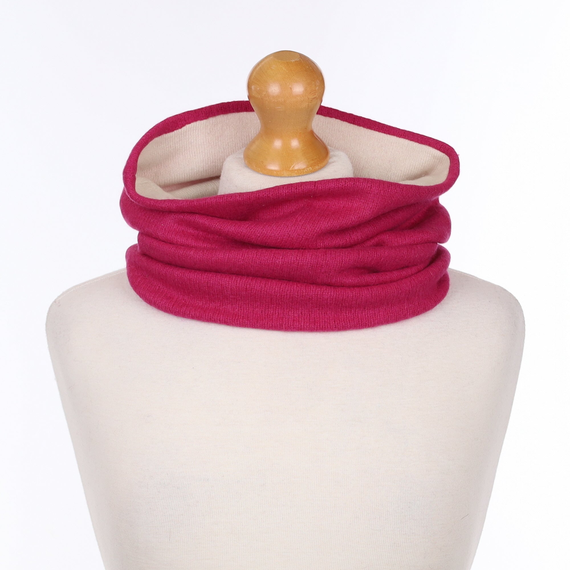 Fuchsia Pink and Oatmeal Luxury Double Layered Snood