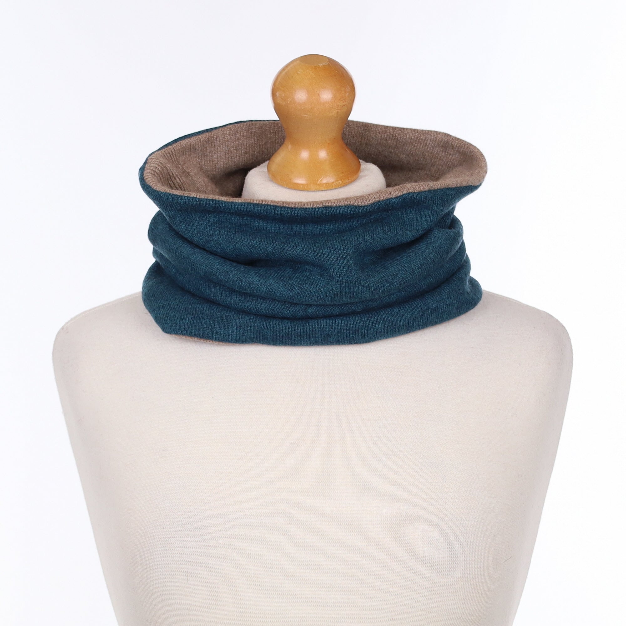 Teal and Mocha Luxury Double Layered Snood