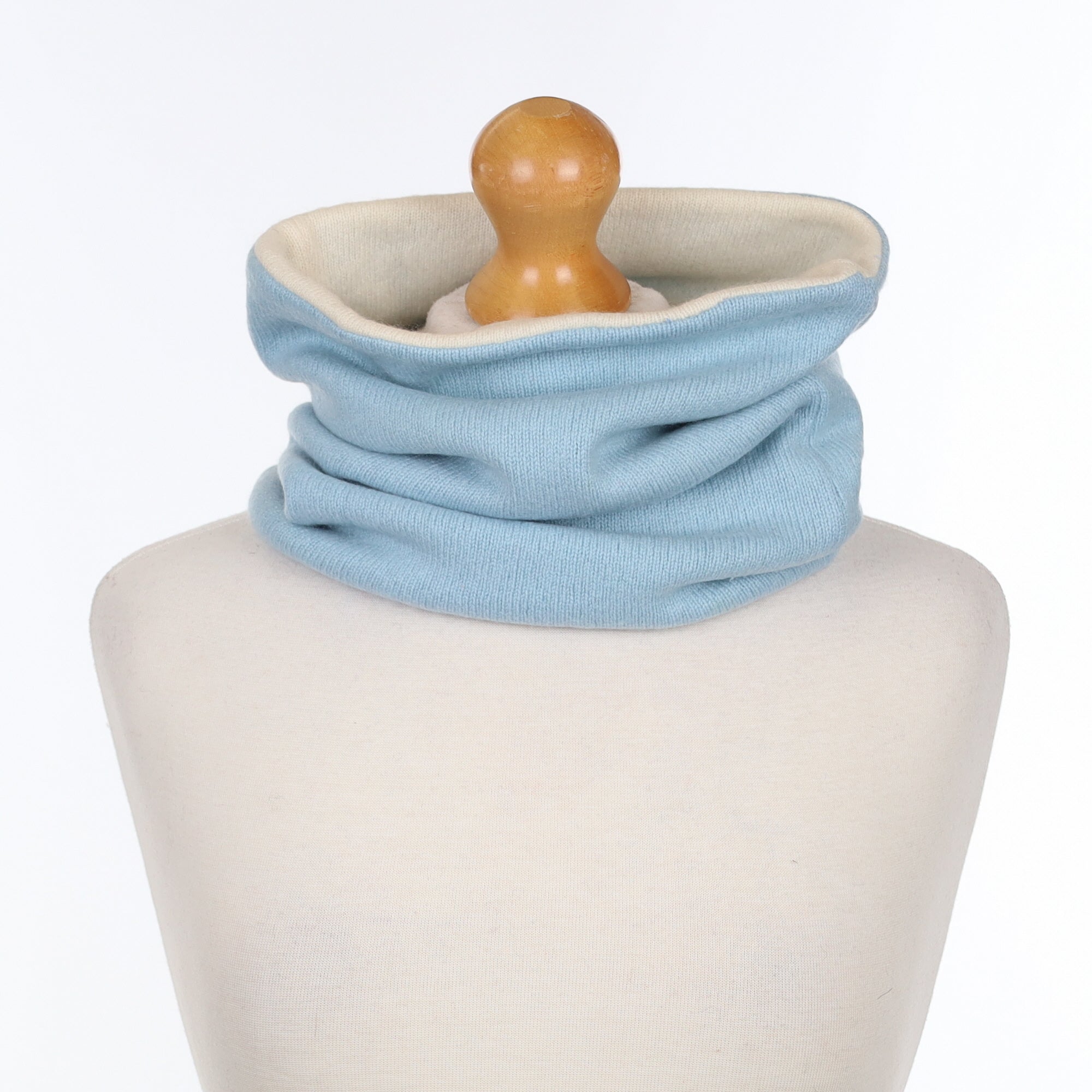 Men’s Pale Blue and Cream Luxury Double Layered Snood