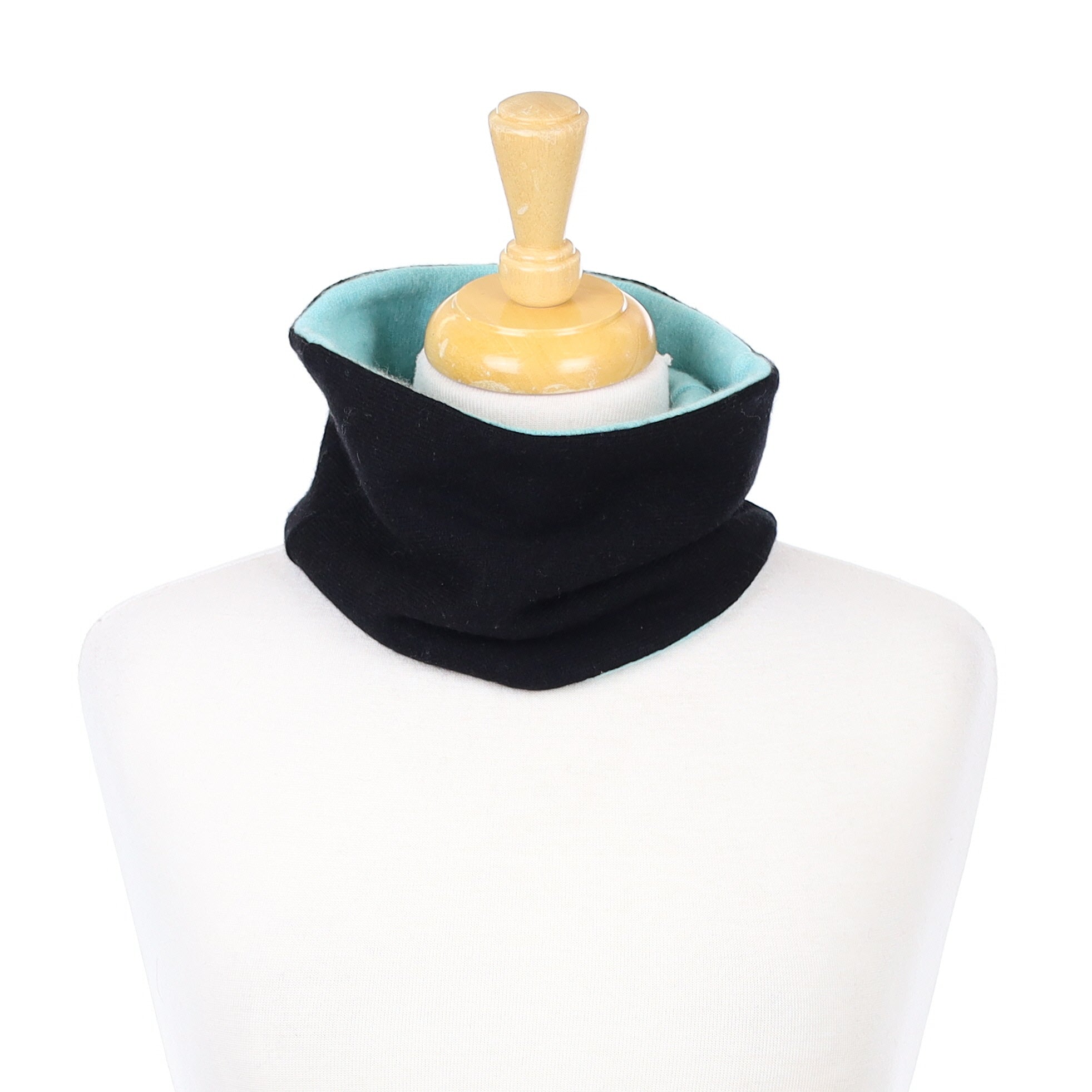 Black and Pale Aqua Neck Warmer
