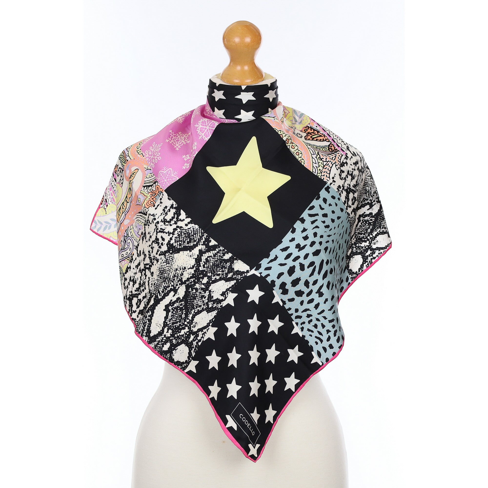 Unworn Codello Star Patch Style Silk Scarf