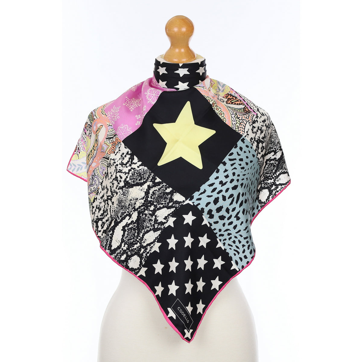 Unworn Codello Star Patch Style Silk Scarf