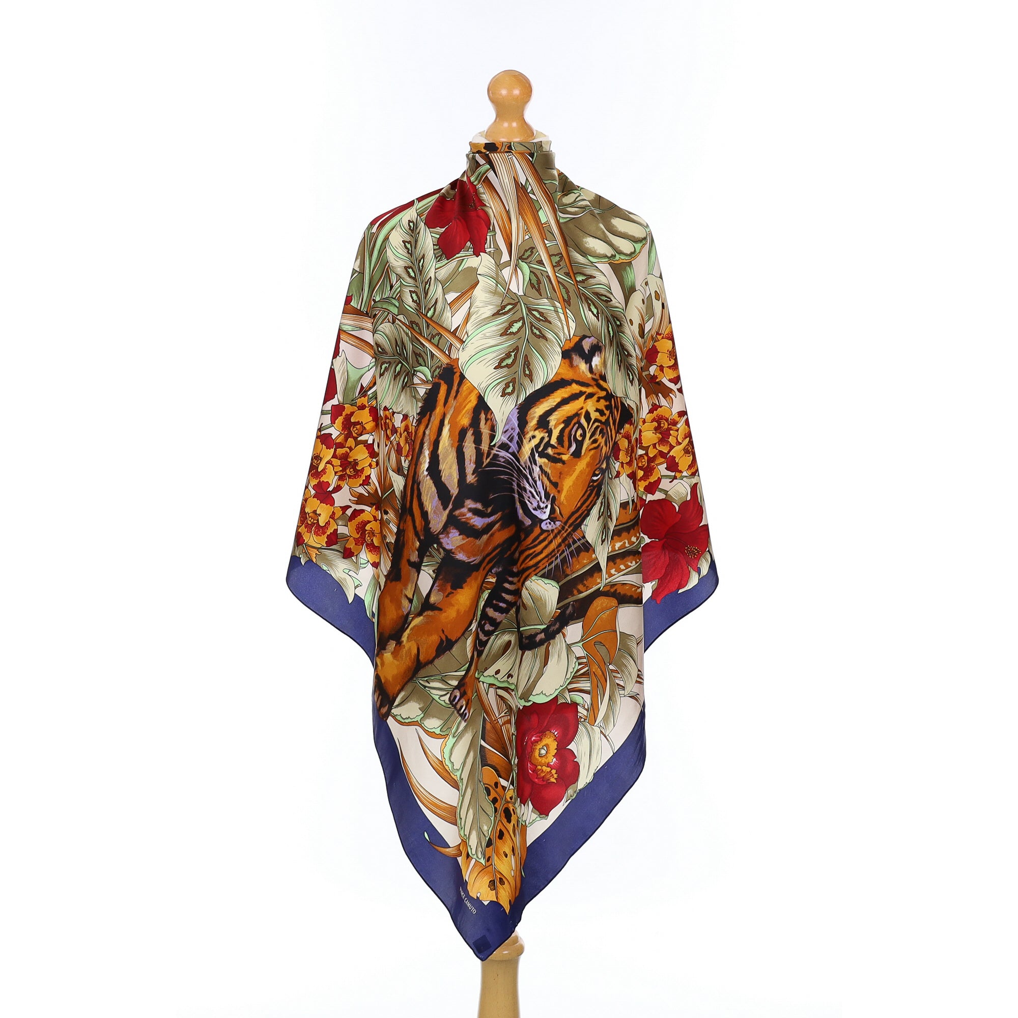 Vince Camuto Tiger Theme Silk Scarf