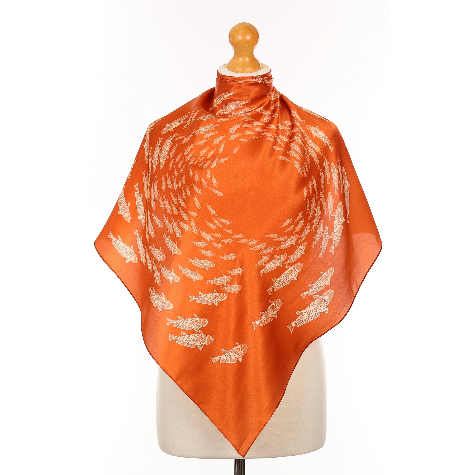 Orange Fish Theme Silk Scarf