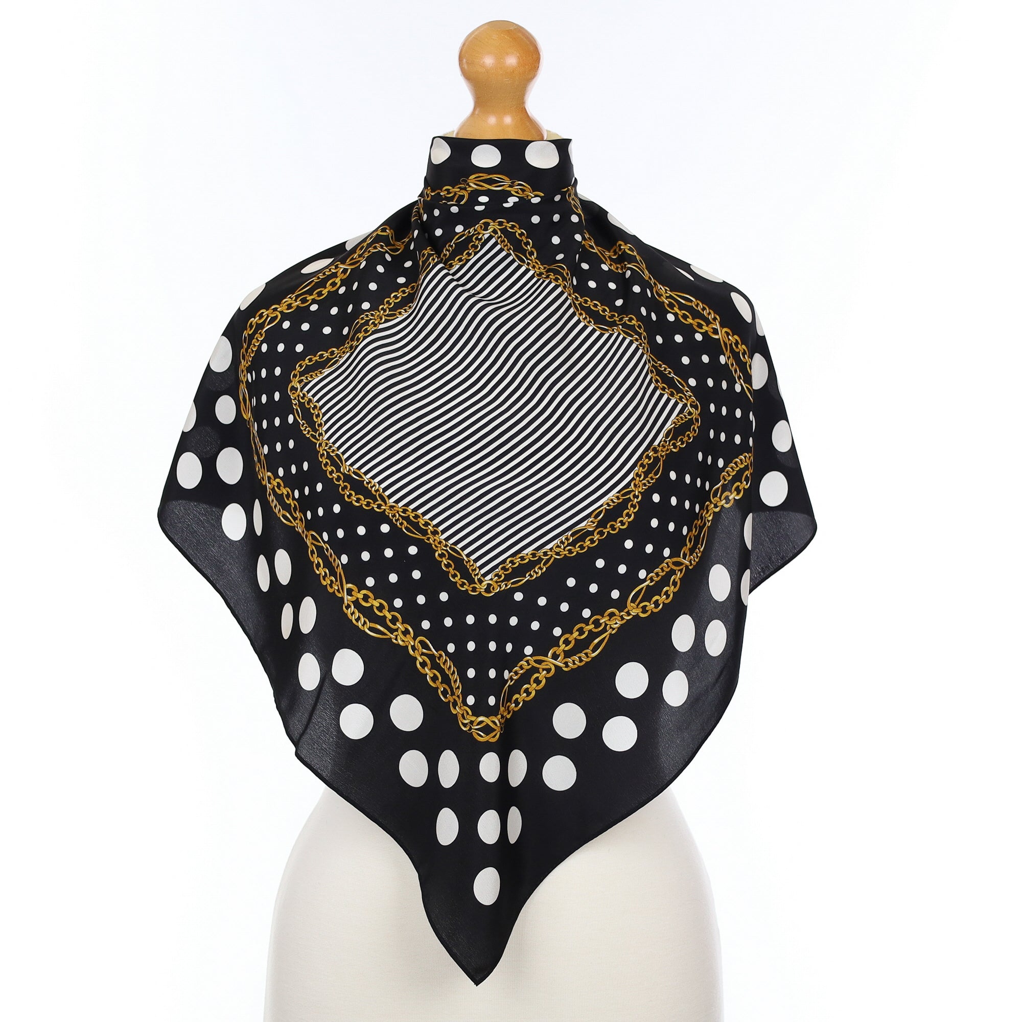 Black and White Spotted Silk Scarf