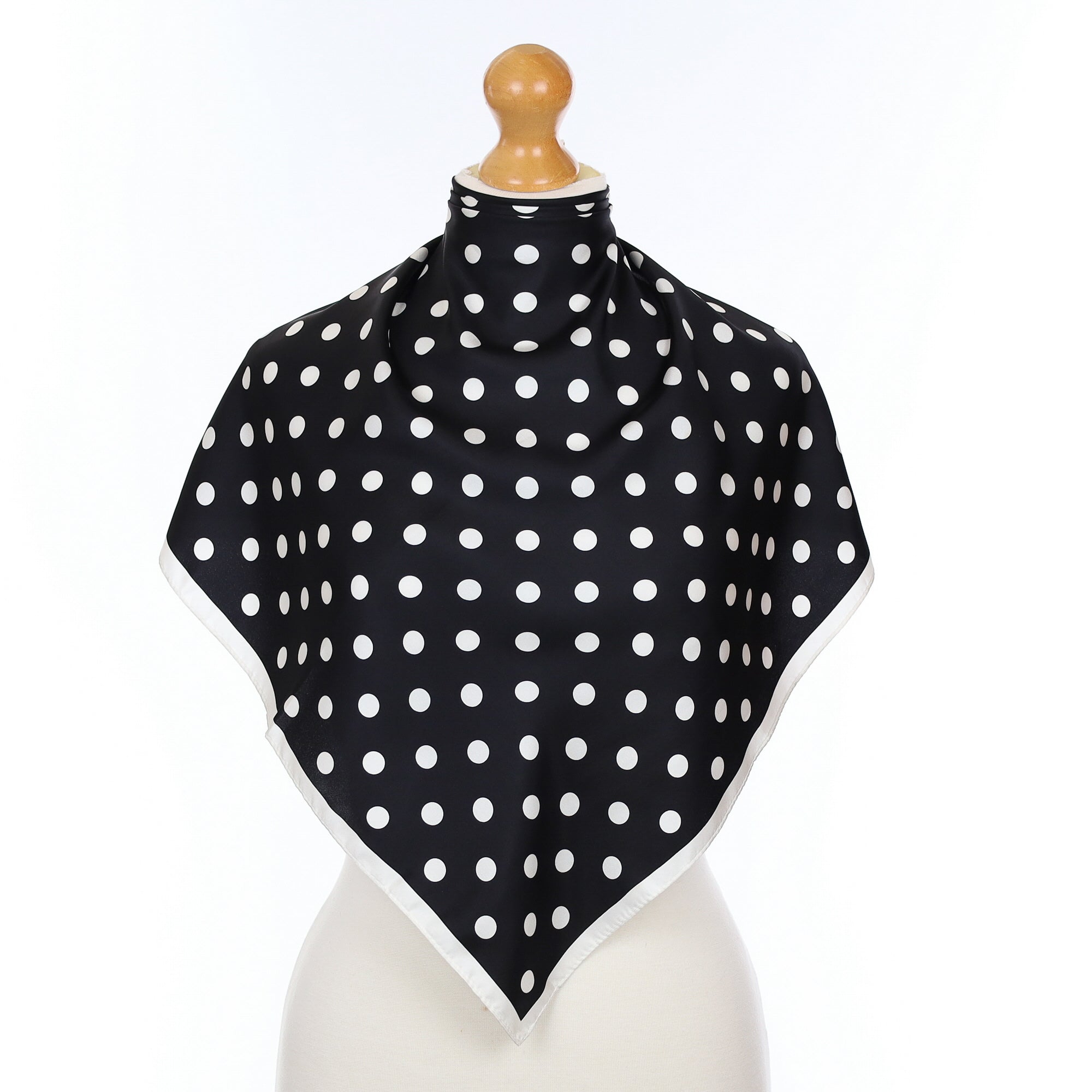 Black and White Spotted Silk Scarf
