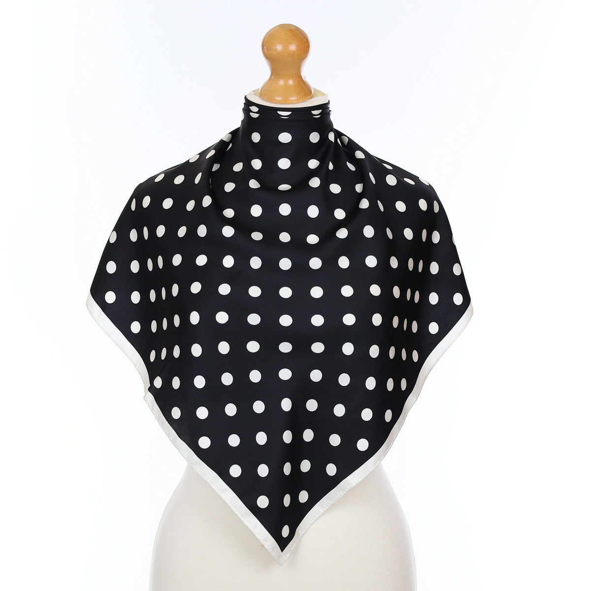 Black and White Spotted Silk Scarf