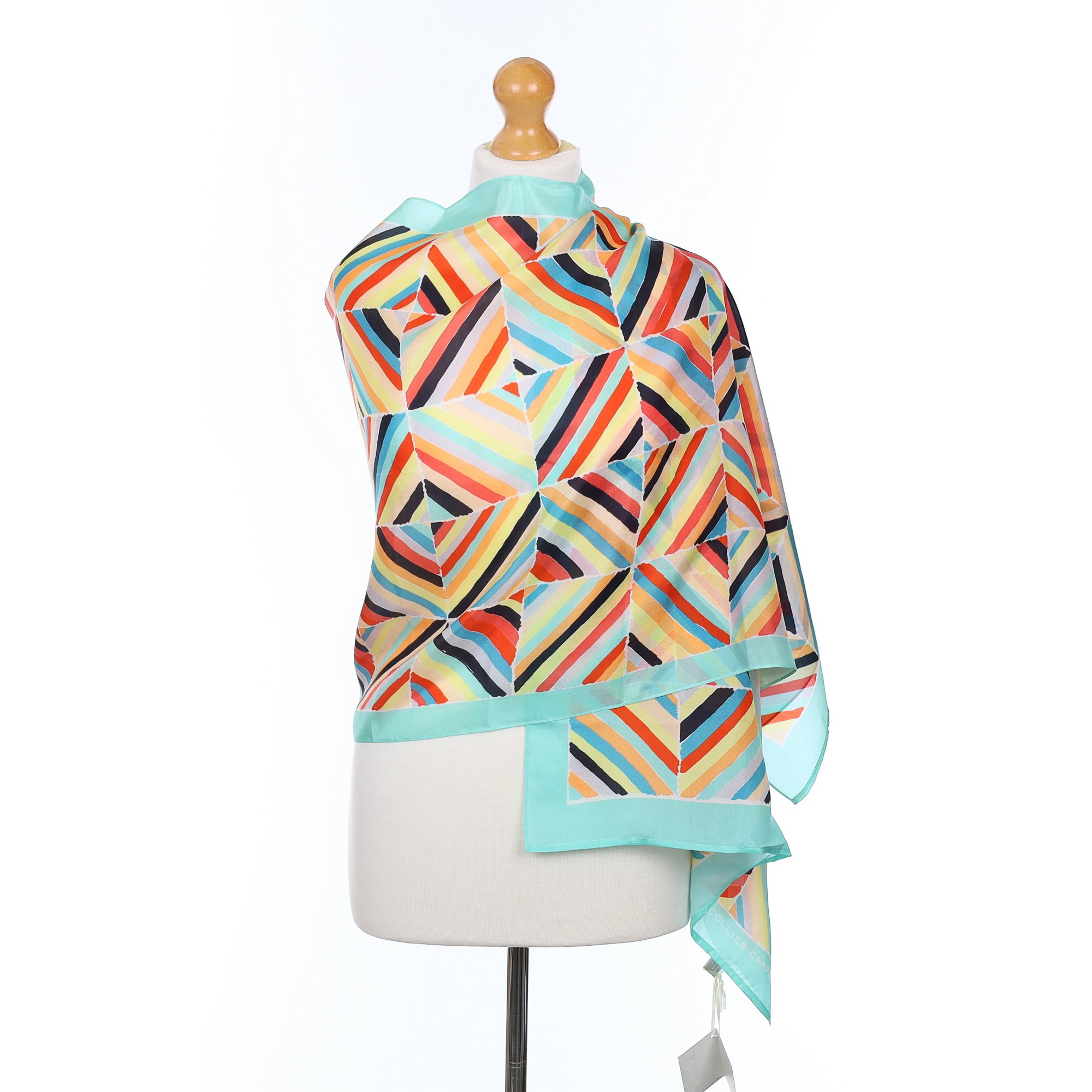 Brand New Colourful Geometric Silk Scarf