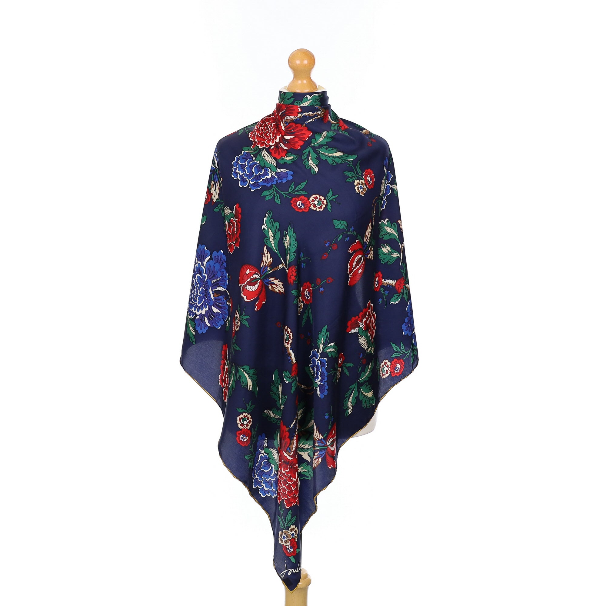 Unworn Joules Navy Blue Floral Silk Scarf