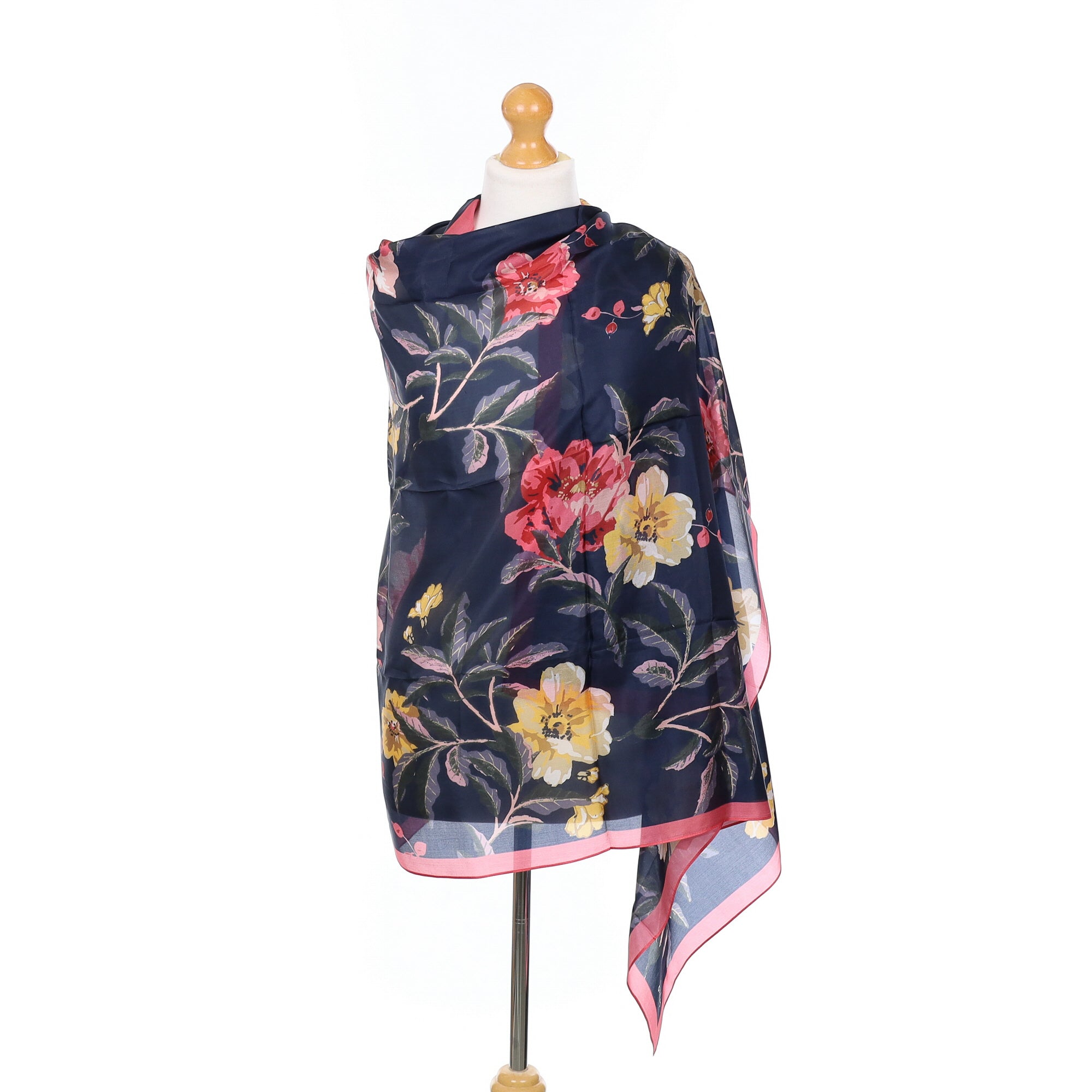 Brand New Joules Navy Floral Silk Scarf