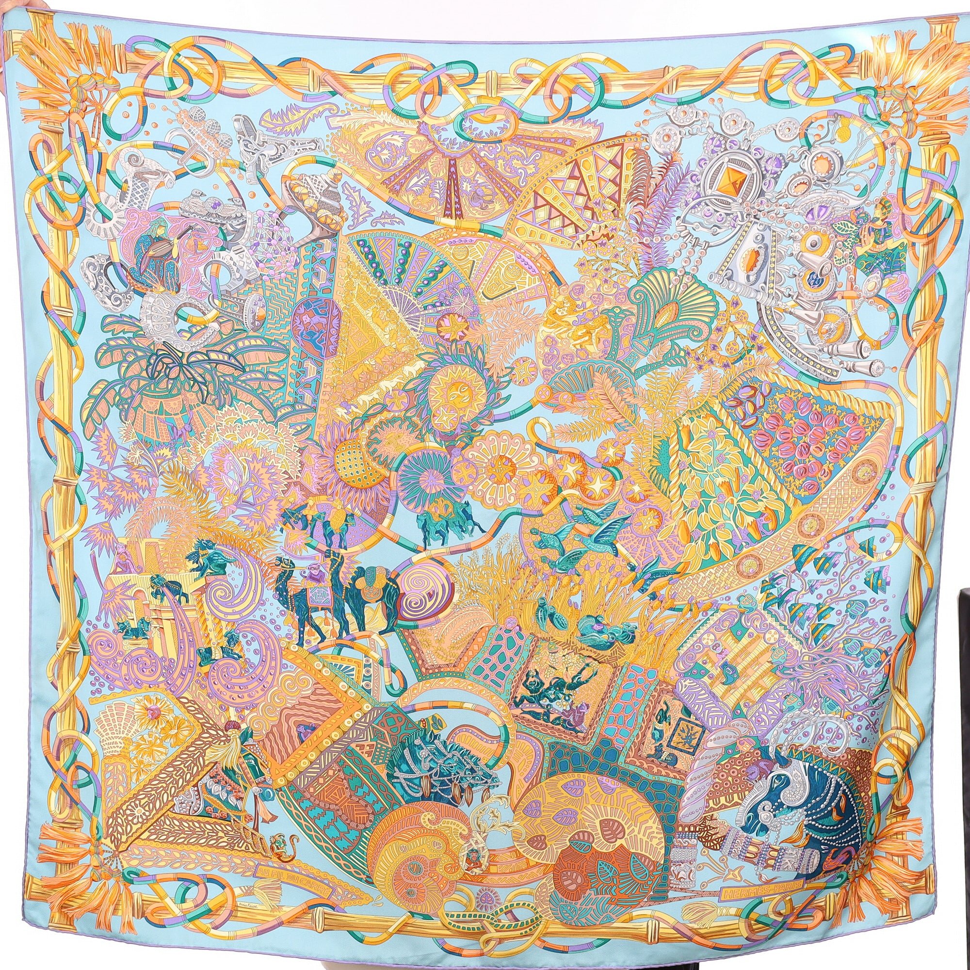 Hermès Au Fil Du Carré Silk Scarf Quite Rare