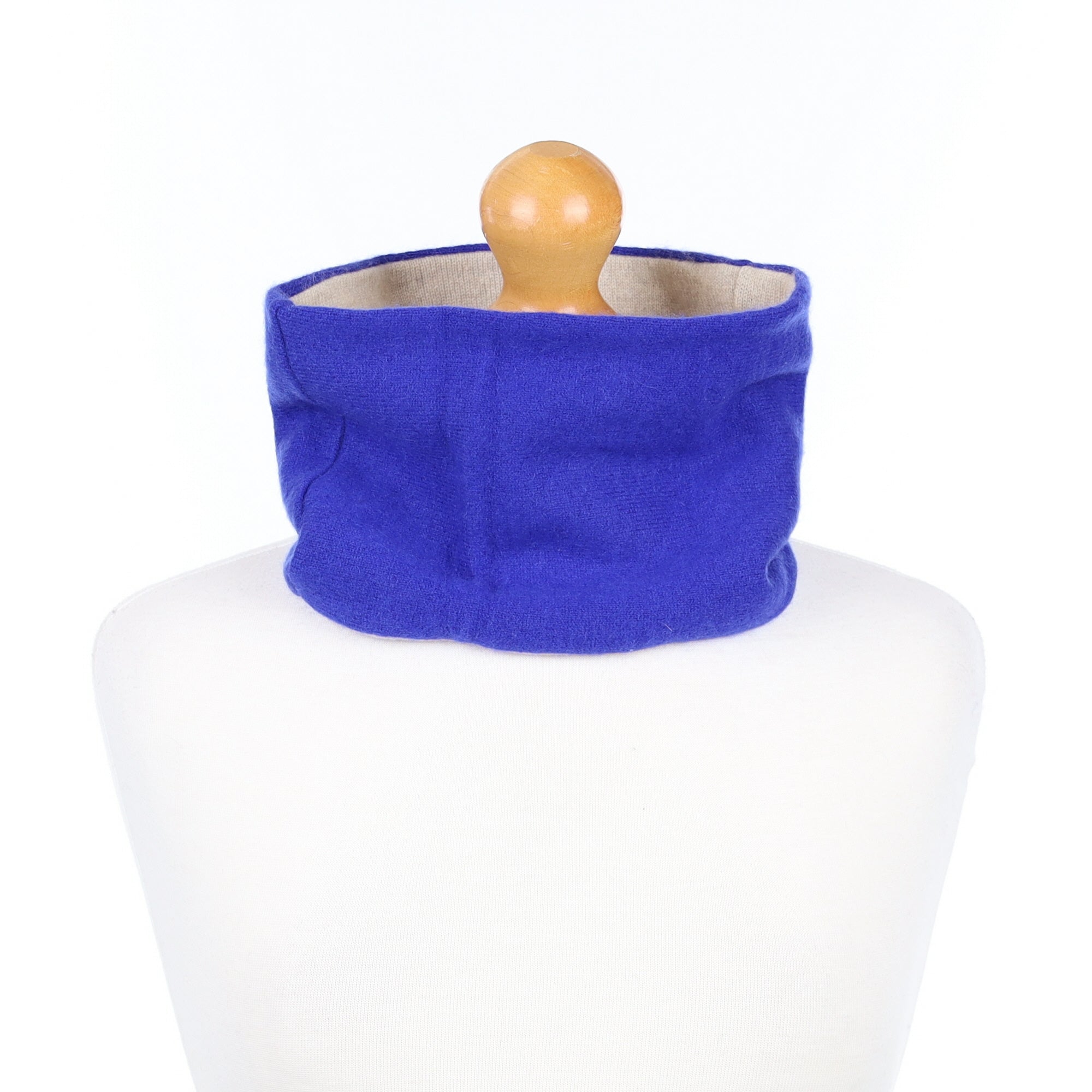 Admiral Blue and Palest Oatmeal Neck Warmer