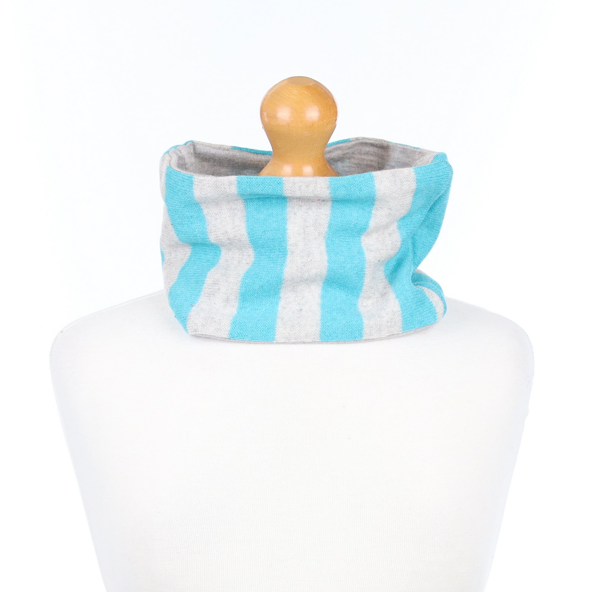 Blue and Light Grey Striped Neck Warmer
