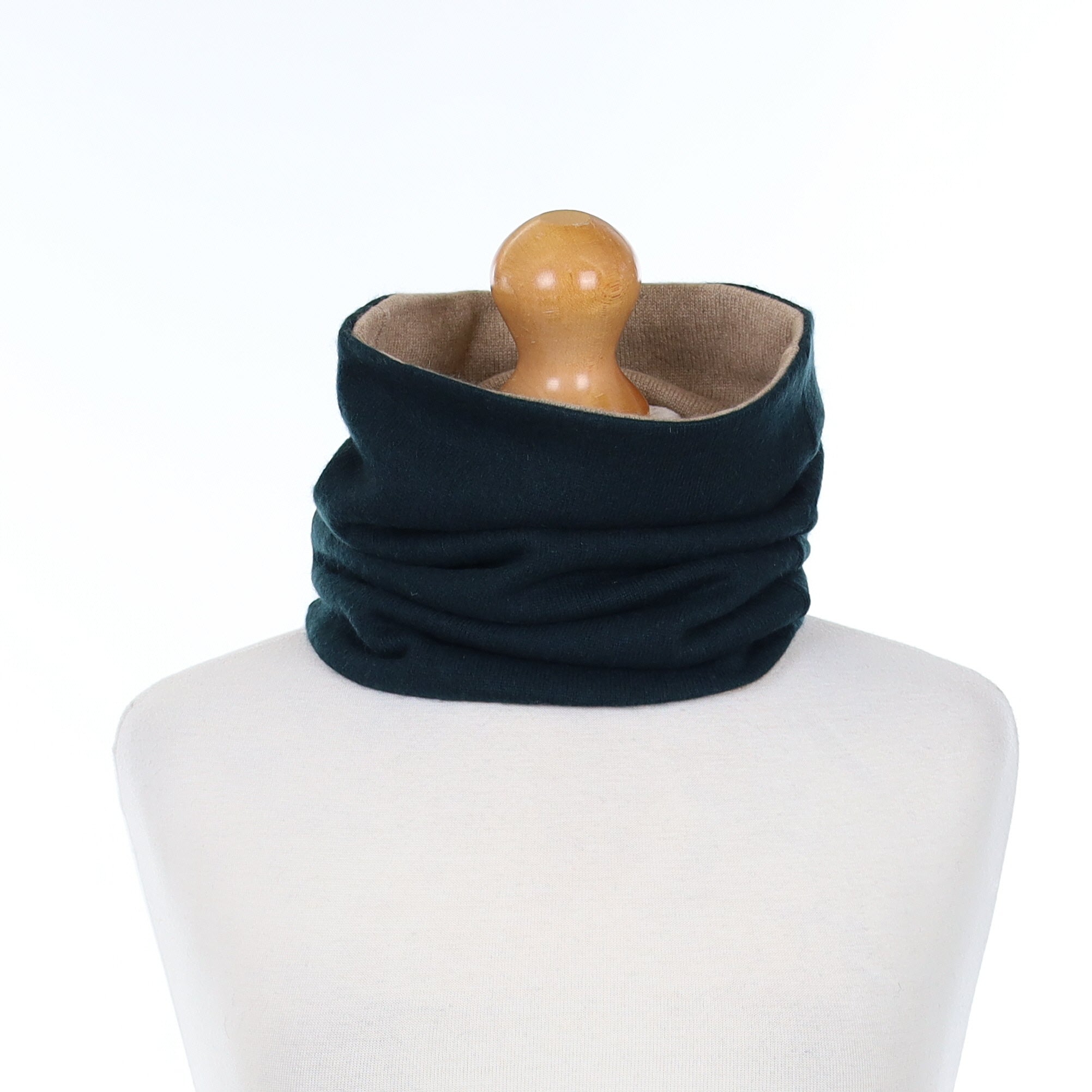 Men’s Bottle Green and Camel Luxury Double Layered Snood