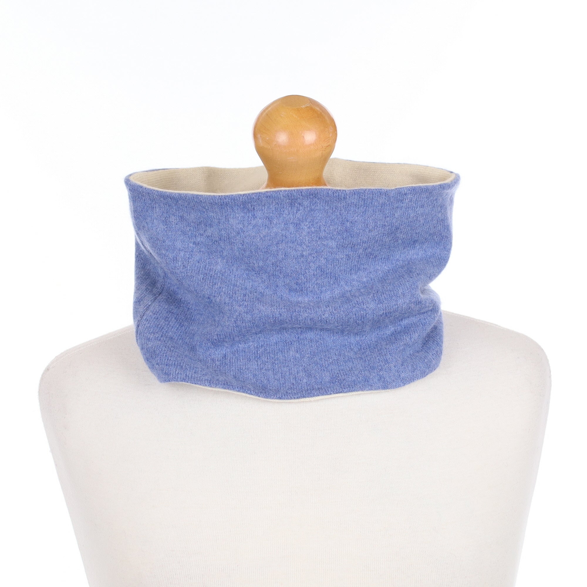 Denim Blue and Clotted Cream Neck Warmer