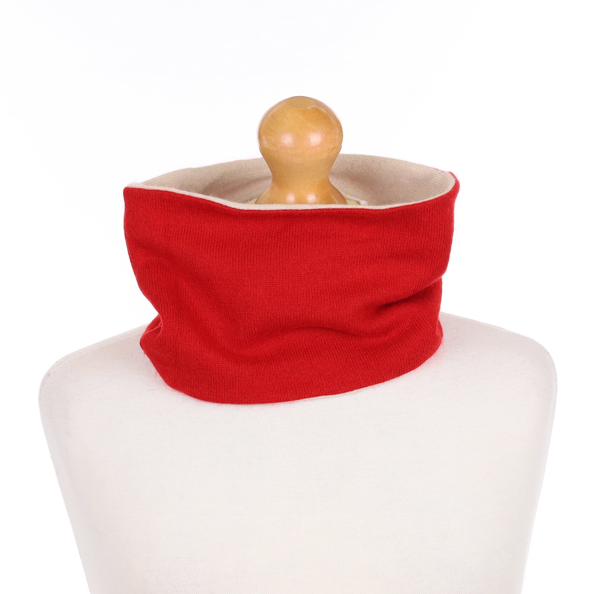 Scarlet Red and Cream Neck Warmer