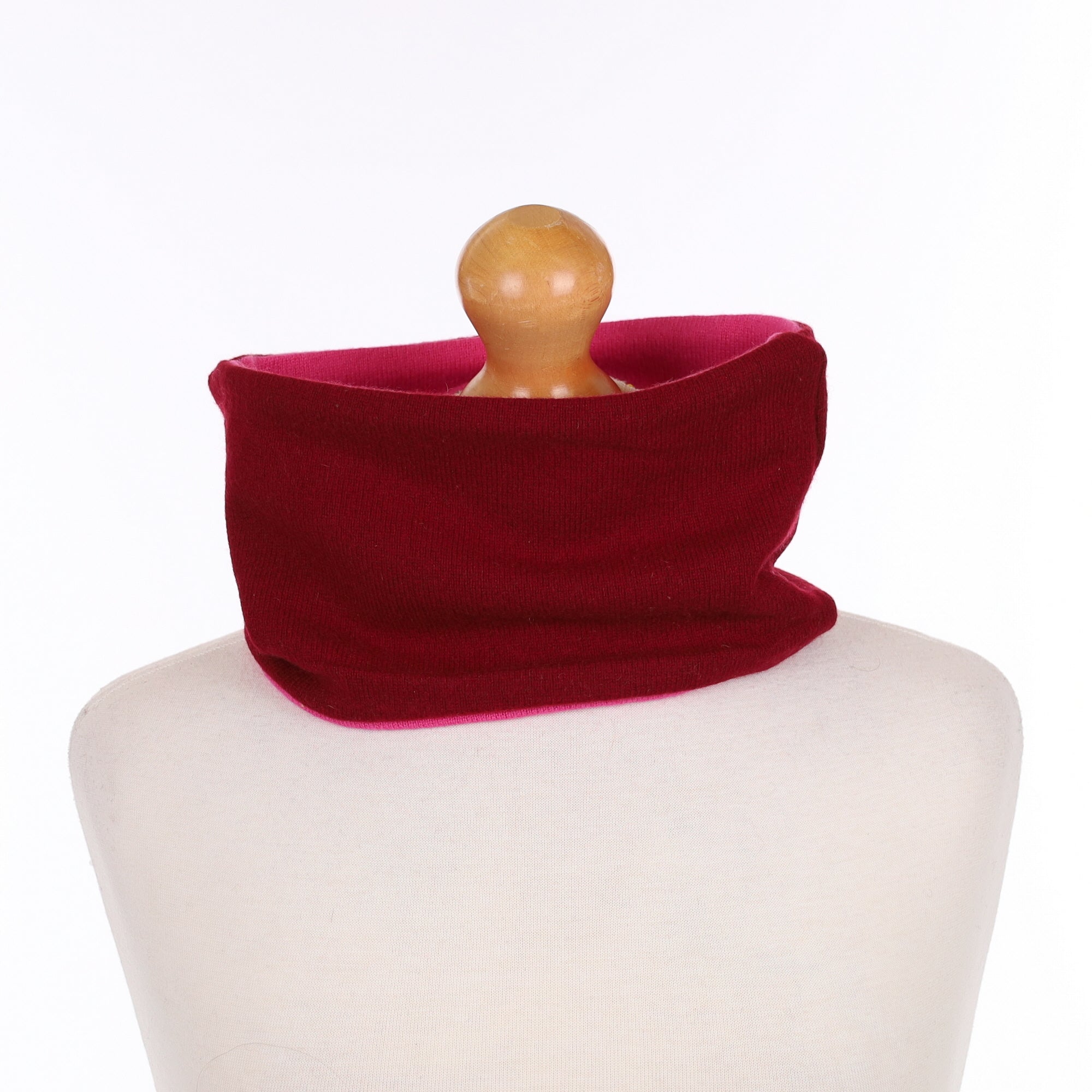 Burgundy and Bright Pink Neck Warmer