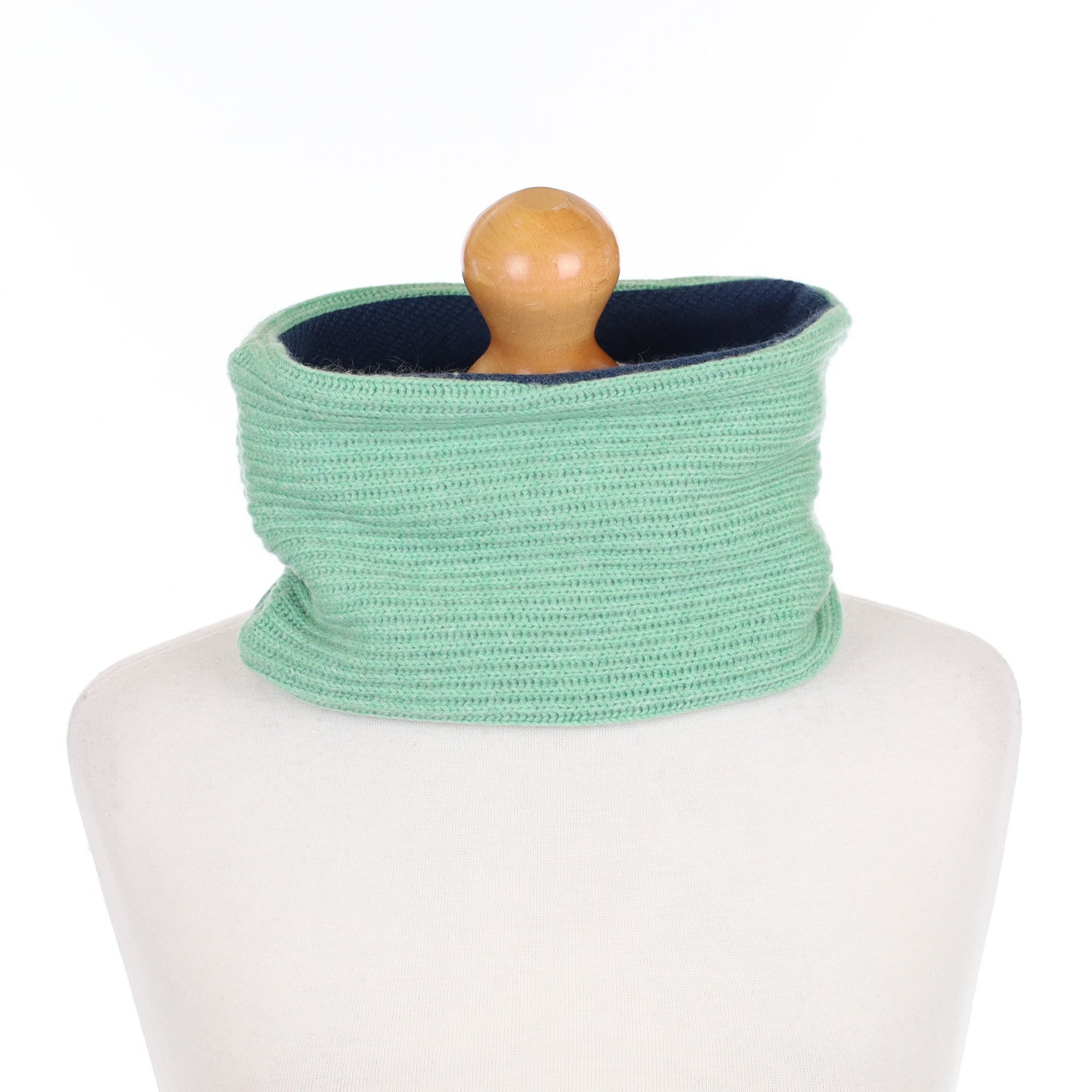 Green Ribbed and Navy Neck Warmer