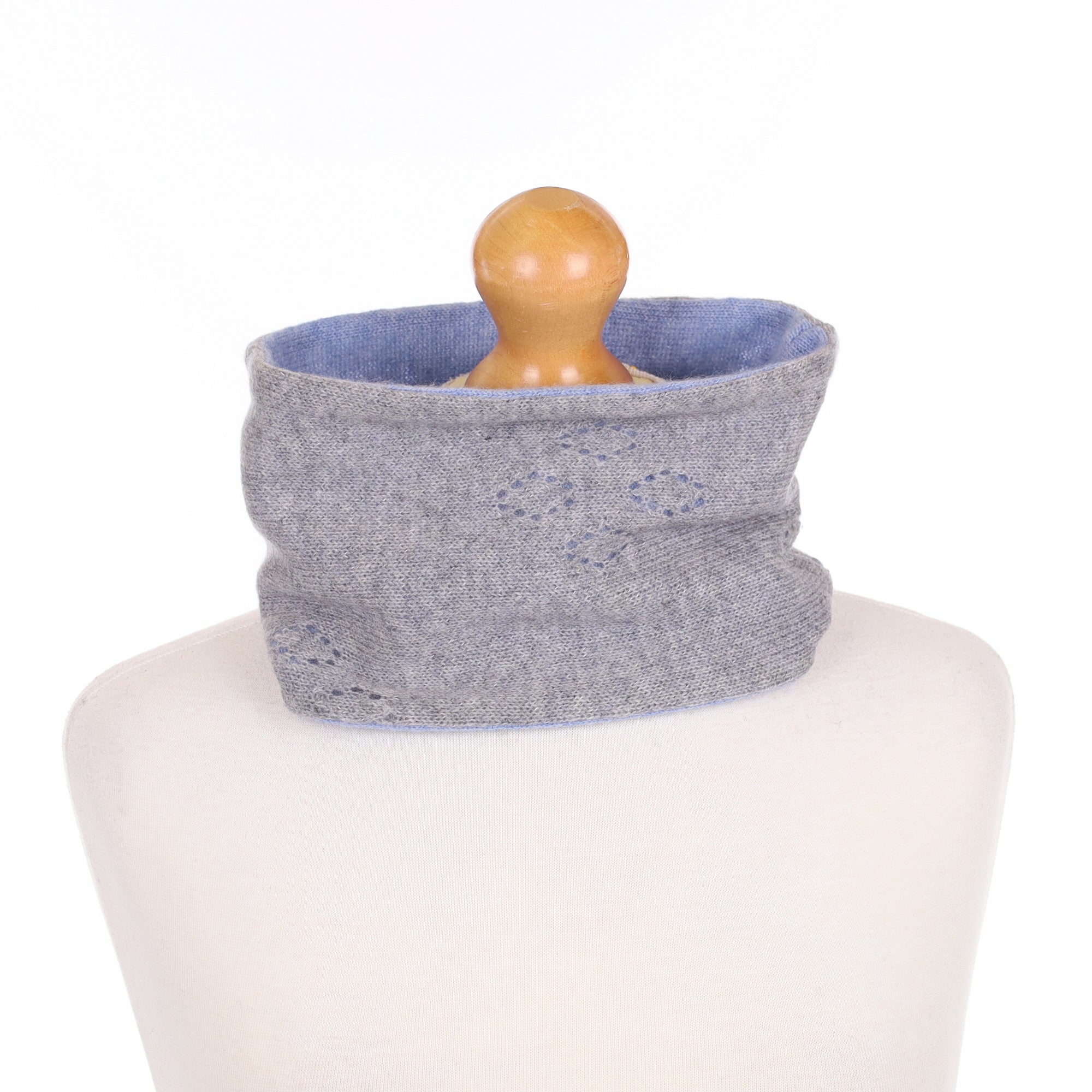 Blue and Grey Pinhole Patterned Neck Warmer