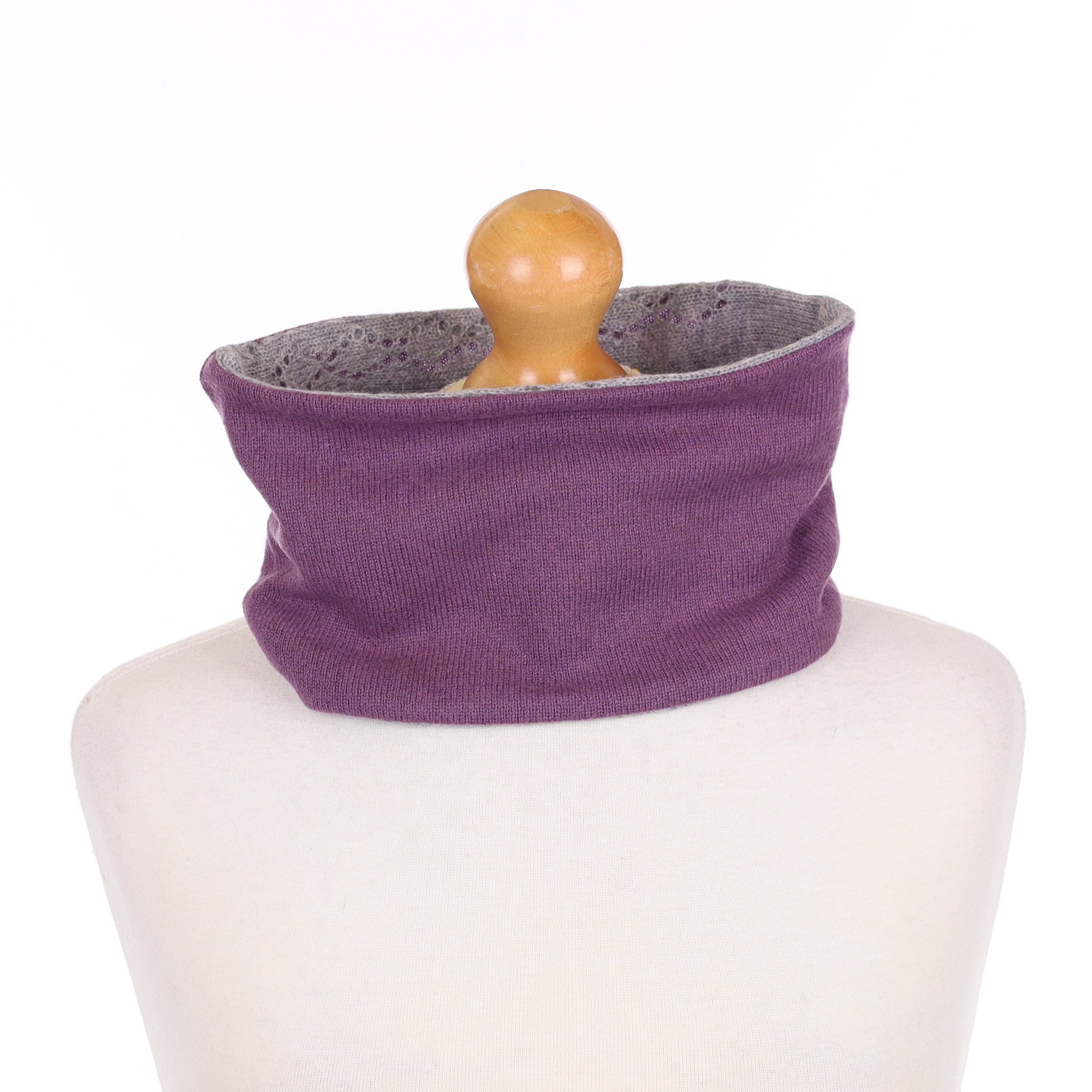 Purple and Grey Pinhole Patterned Neck Warmer