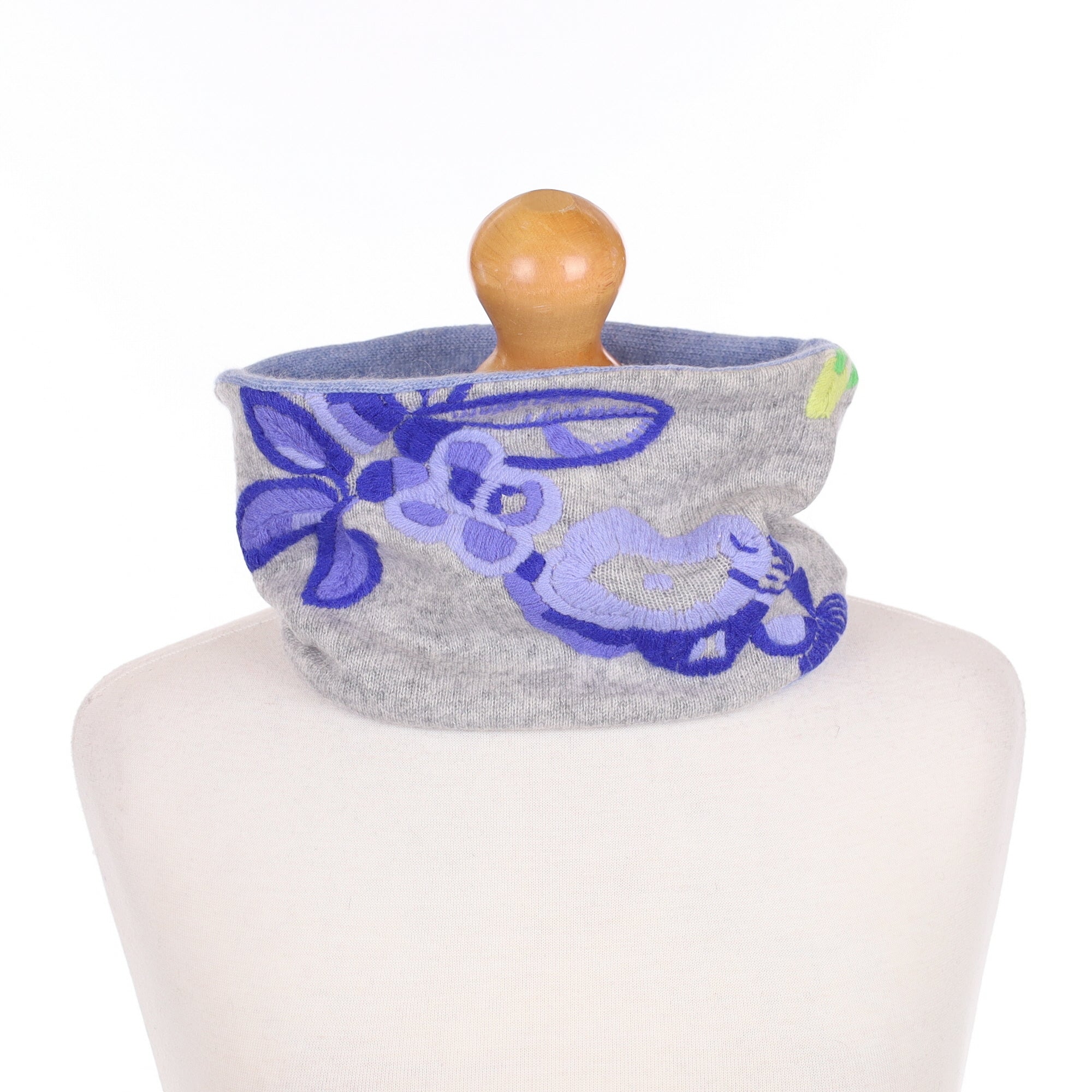 Grey and Blue Floral Neck Warmer
