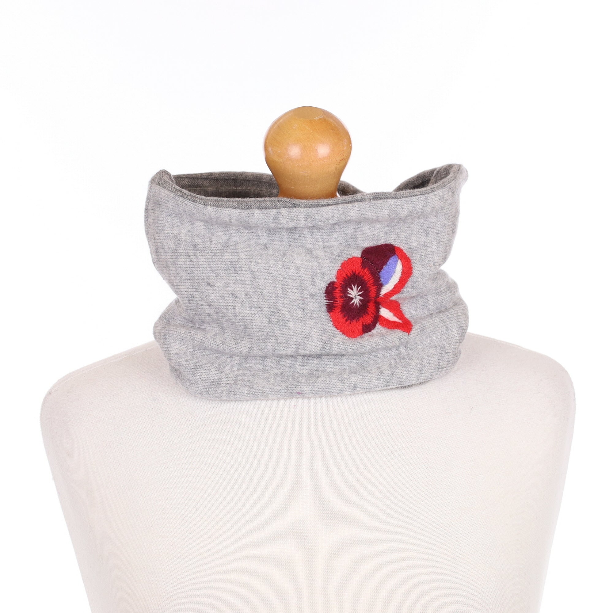 Ash Grey Floral Pattern Neck Warmer