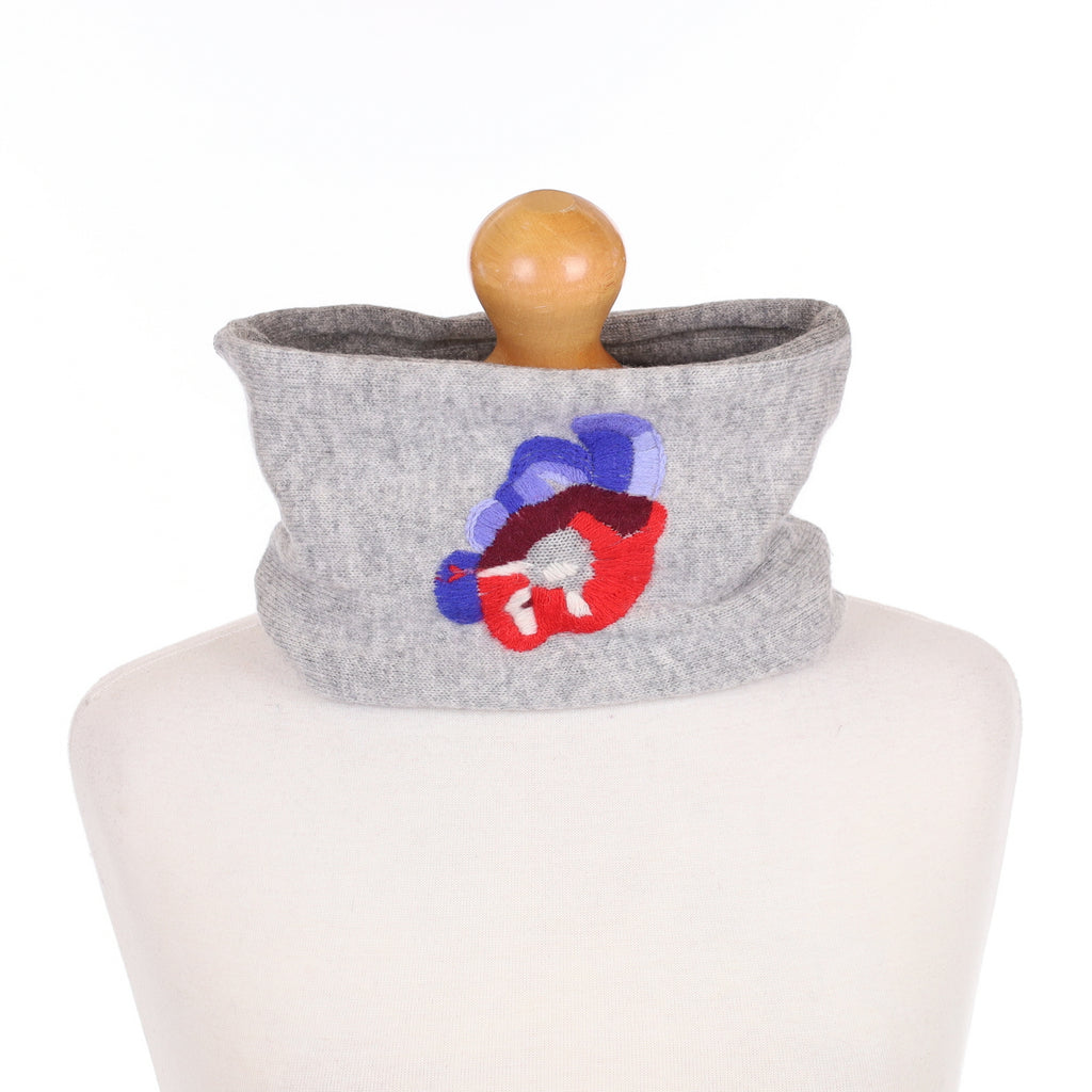 Ash Grey Floral Pattern Neck Warmer
