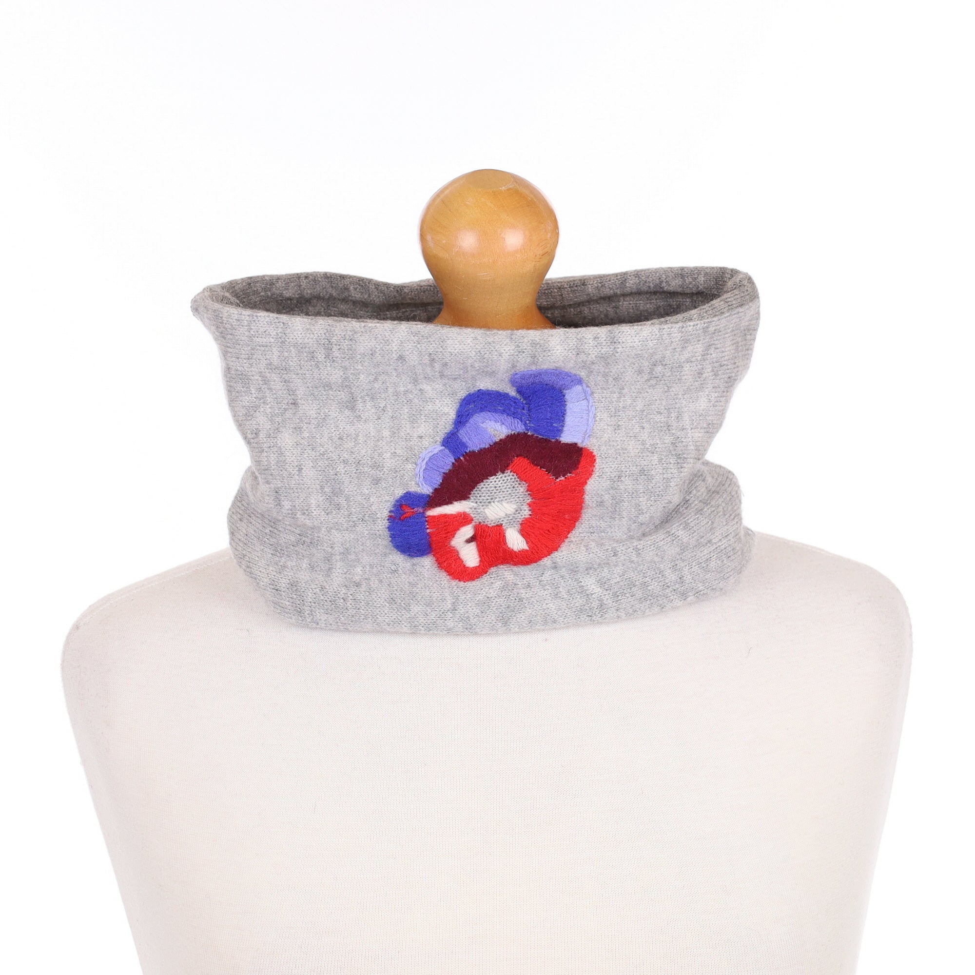 Ash Grey Floral Pattern Neck Warmer