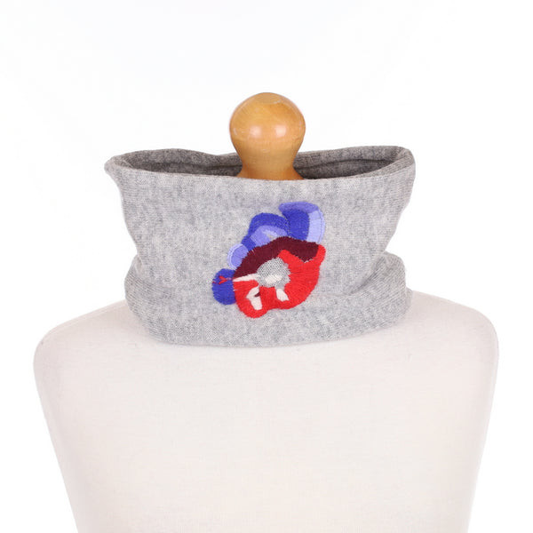 Ash Grey Floral Pattern Neck Warmer