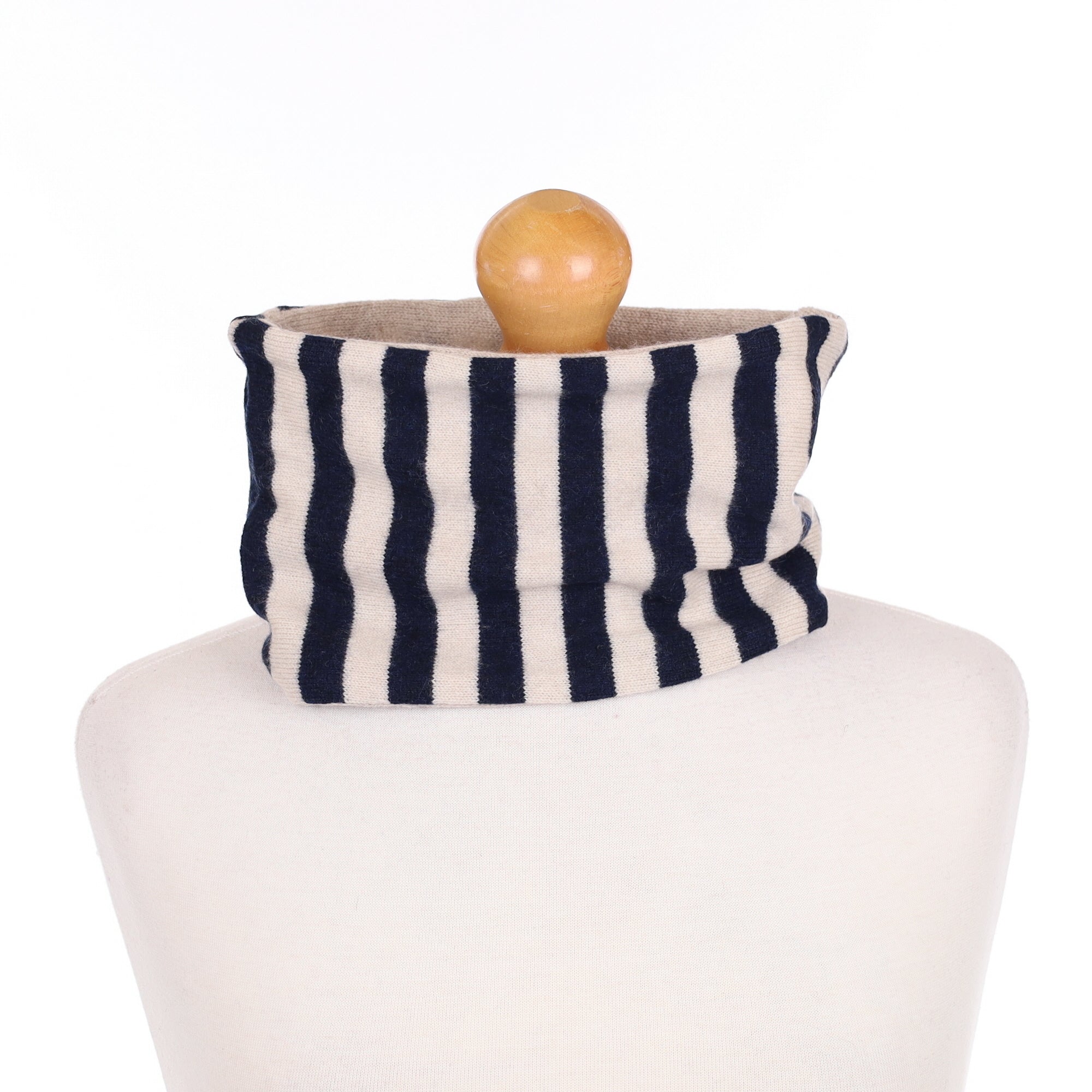 Grey and Navy Striped Neck Warmer