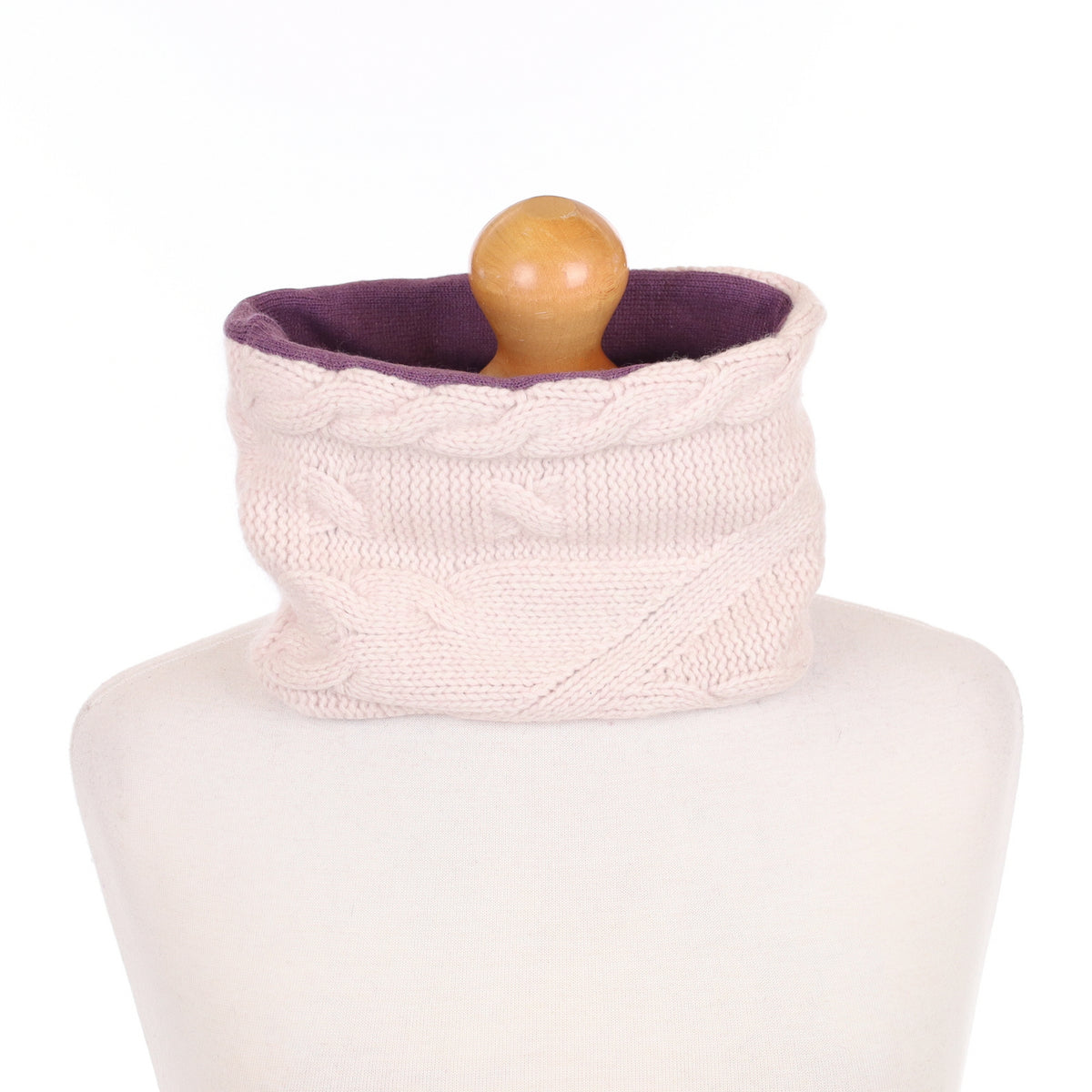 Ice Pink Cable and Purple Neck Warmer