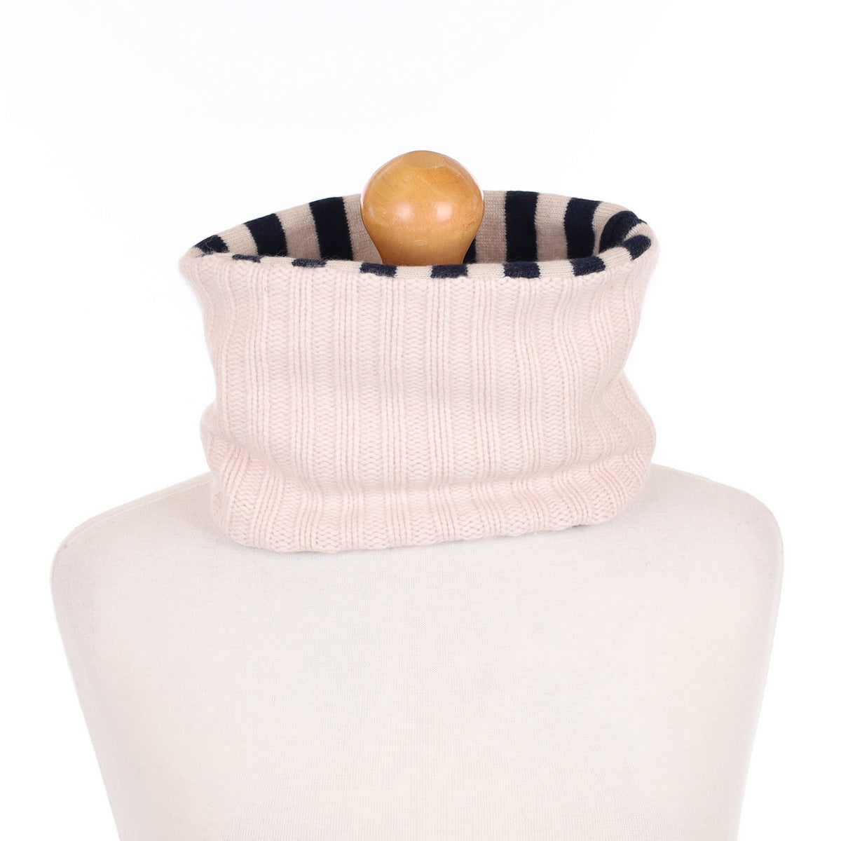 Ice Pink and Navy Striped Textured Neck Warmer