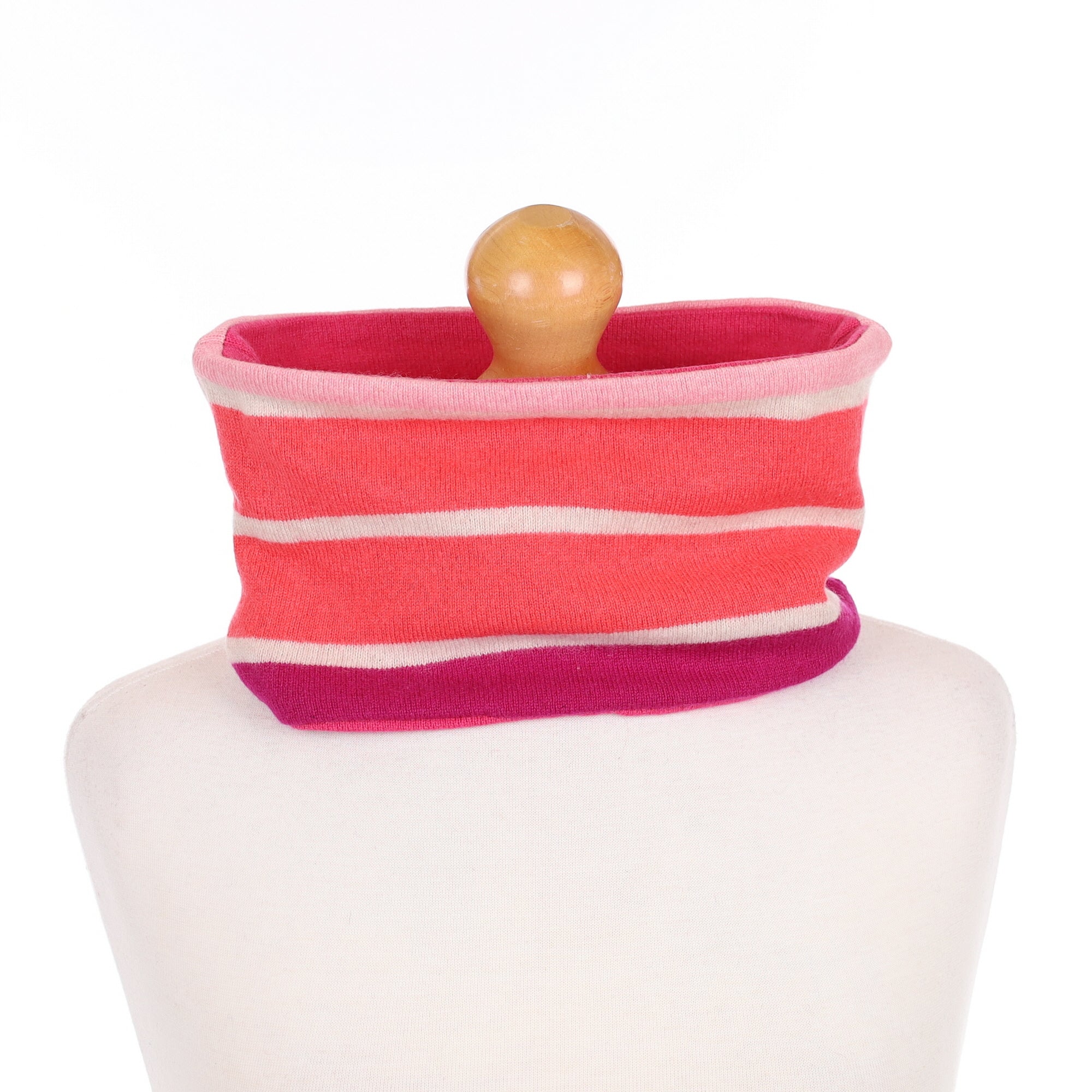 Deep Pink Purple and Cream Striped Neck Warmer