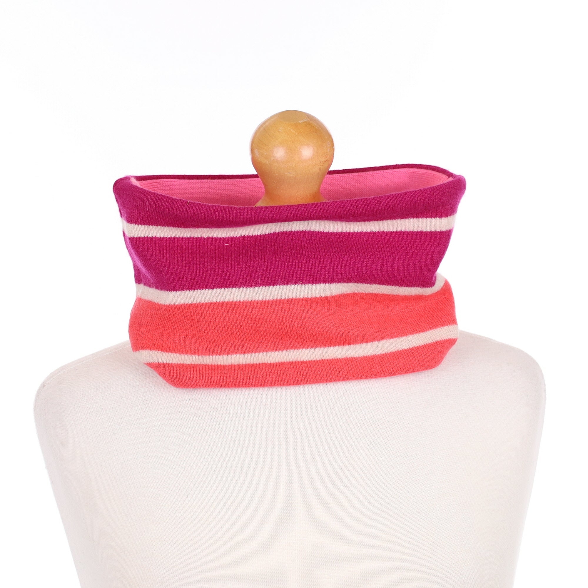 Pink Purple and Cream Striped Neck Warmer