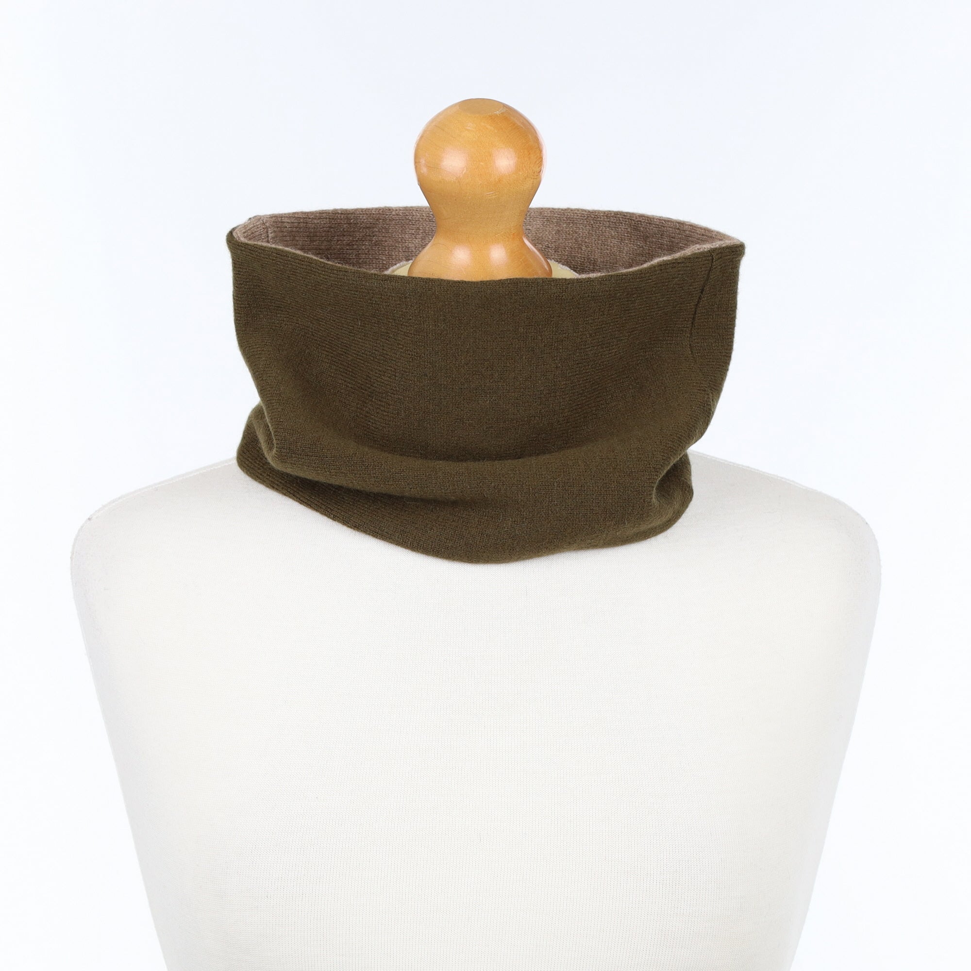 Deep Khaki Green and Taupe Neck Warmer