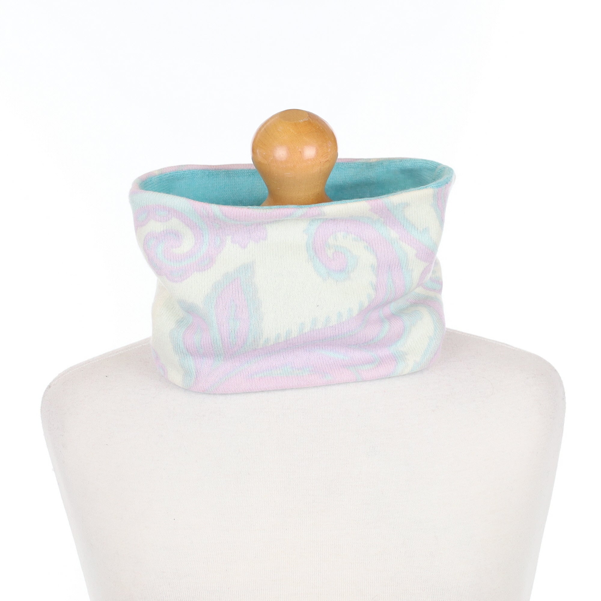 Cream Pink and Blue Patterned Neck Warmer