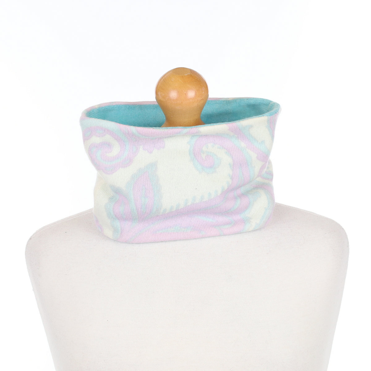 Cream Pink and Blue Patterned Neck Warmer