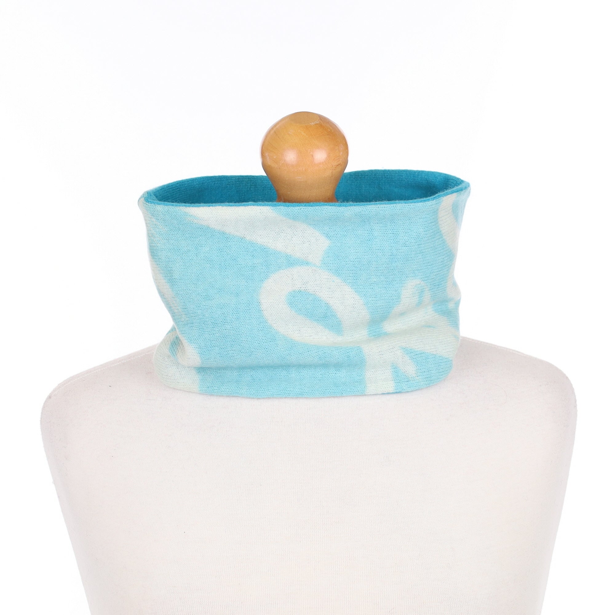 Blue and Cream Patterned Neck Warmer