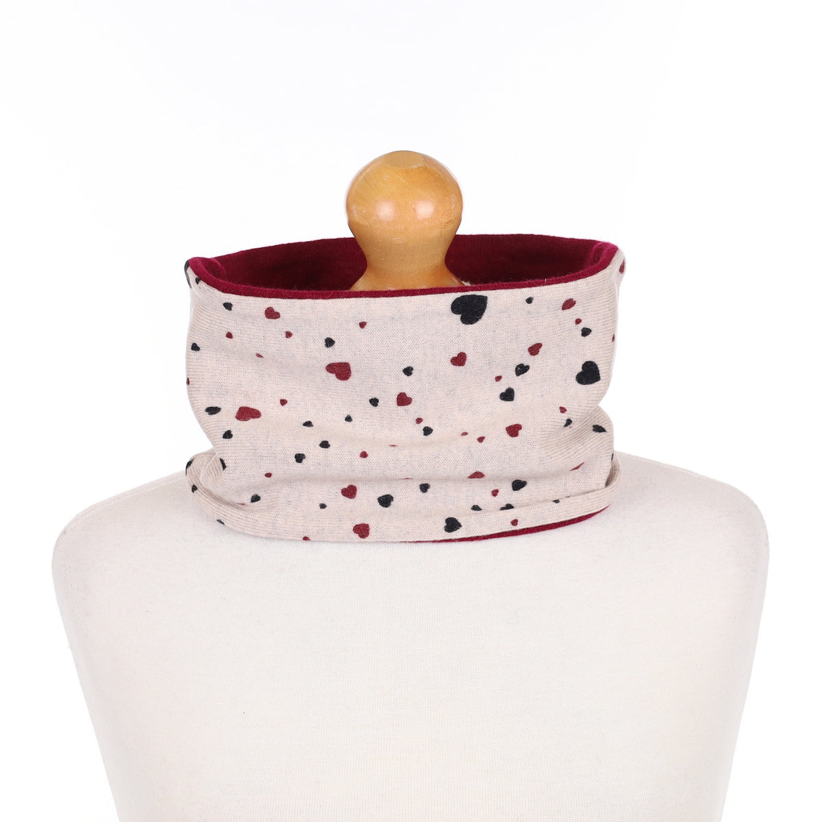 Grey and Red Love Heart Neck Warmer