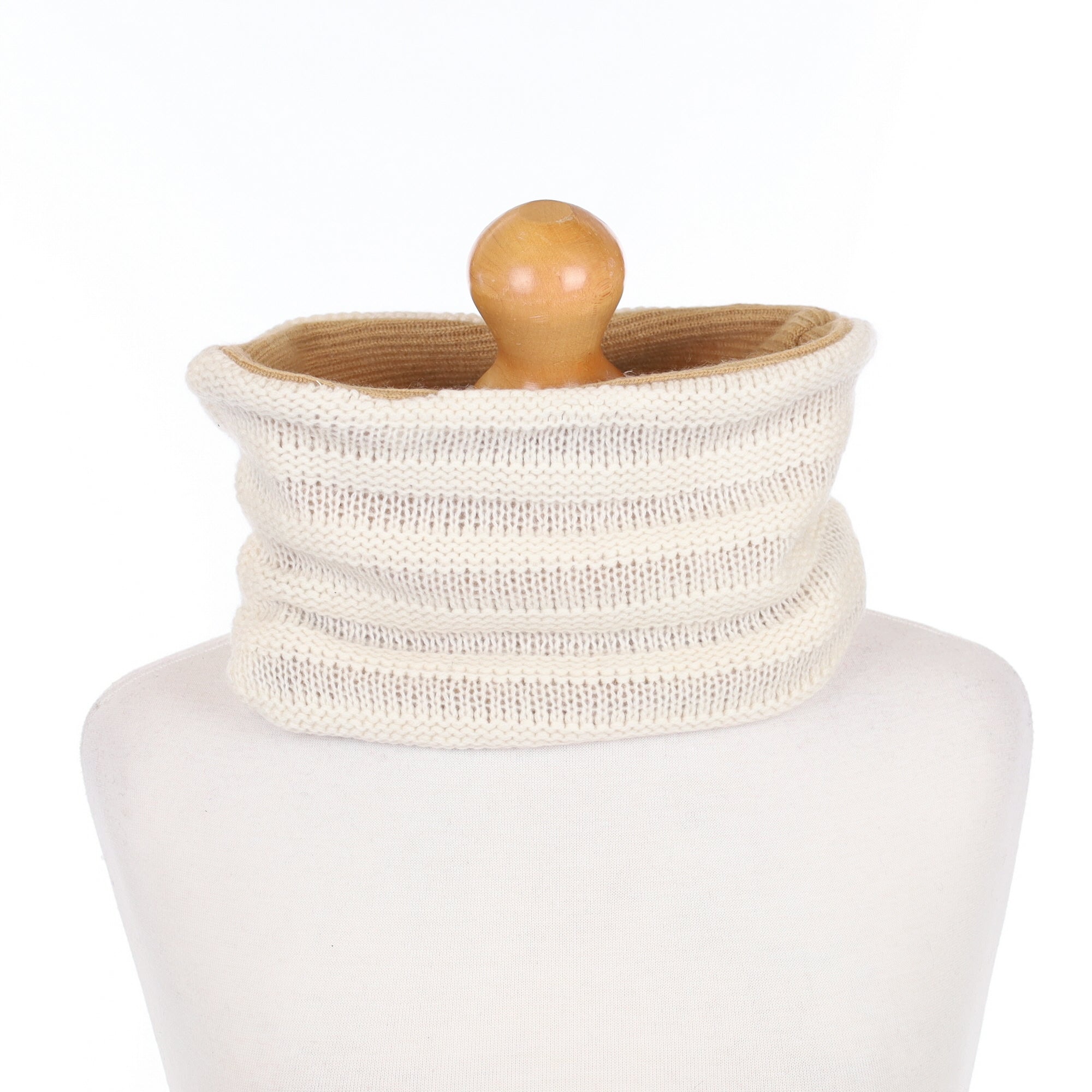Cream and Brown Textured Neck Warmer