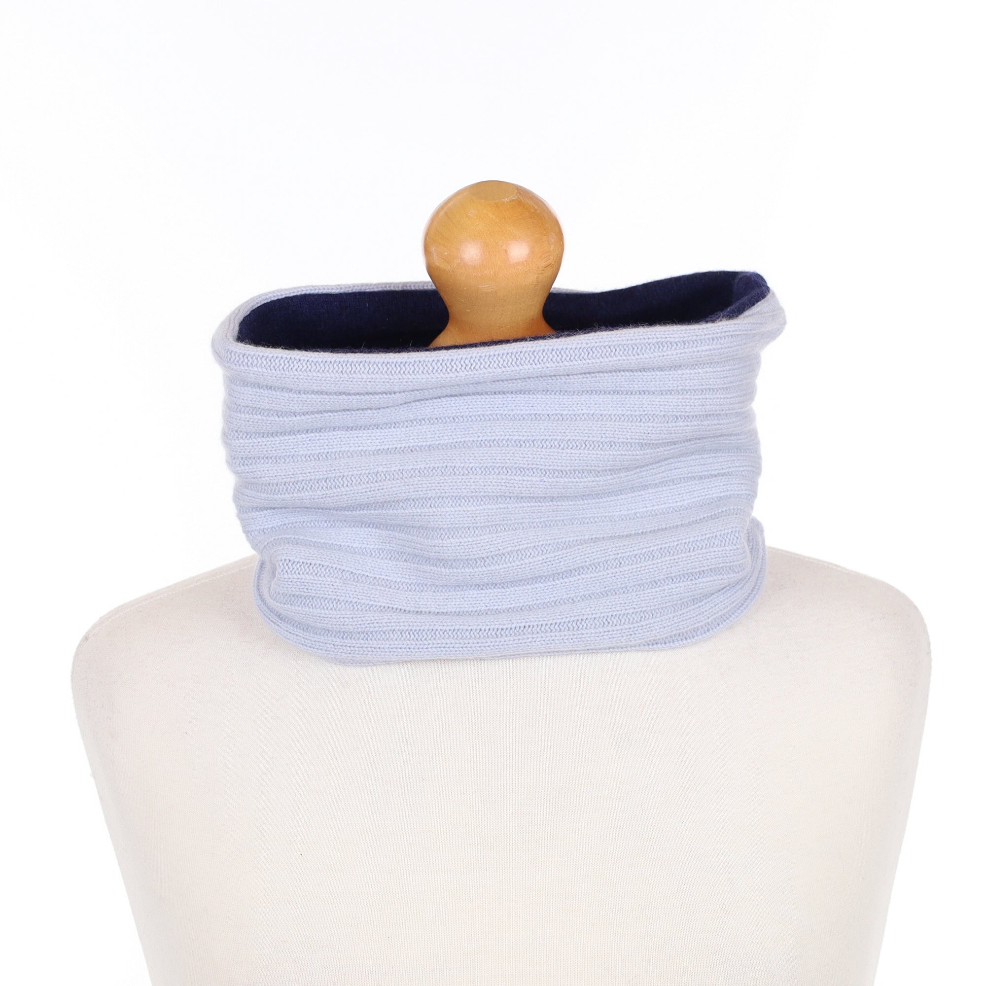Sky Blue Ribbed and Navy Neck Warmer