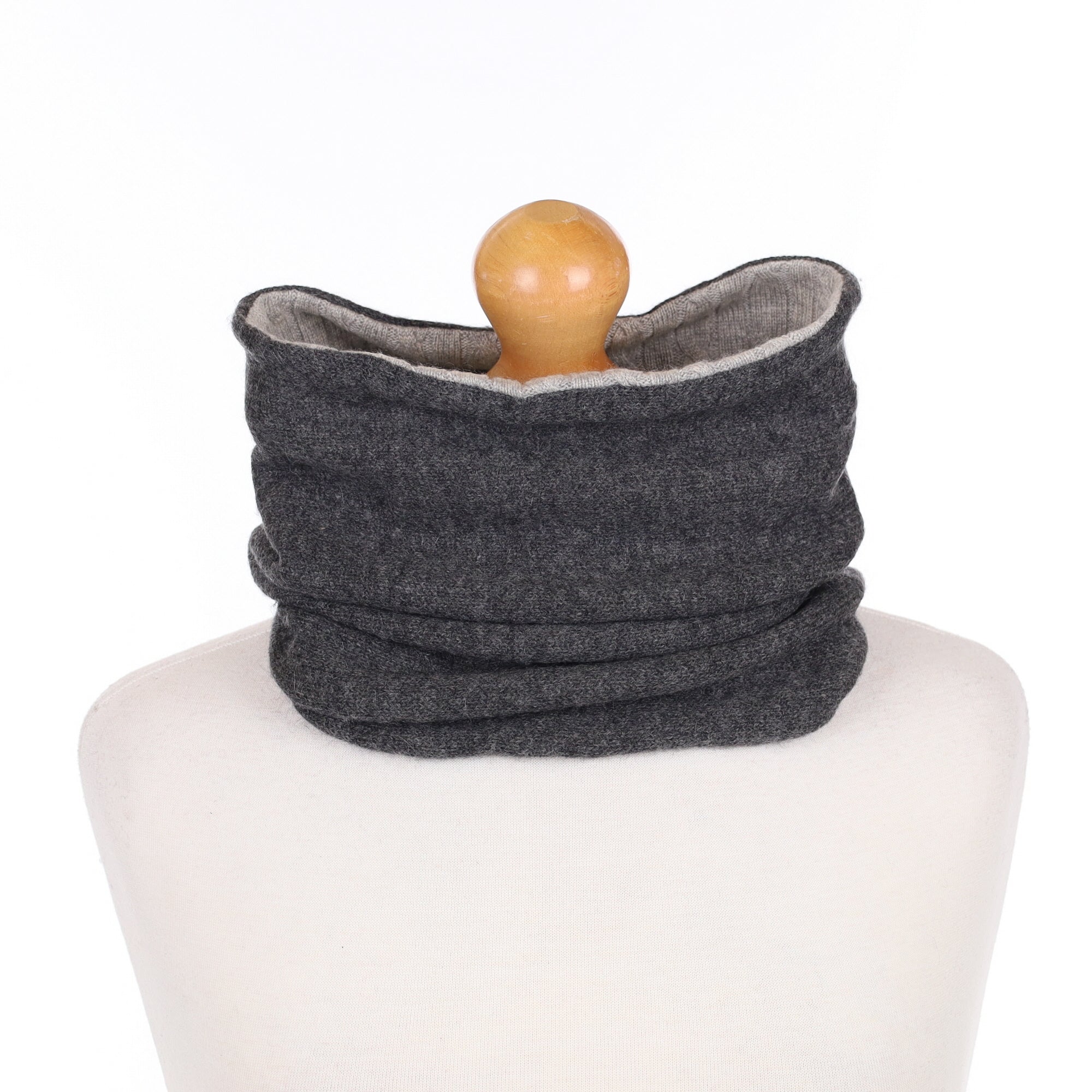 Slate and Ash Grey Cable Luxury Double Layered Snood